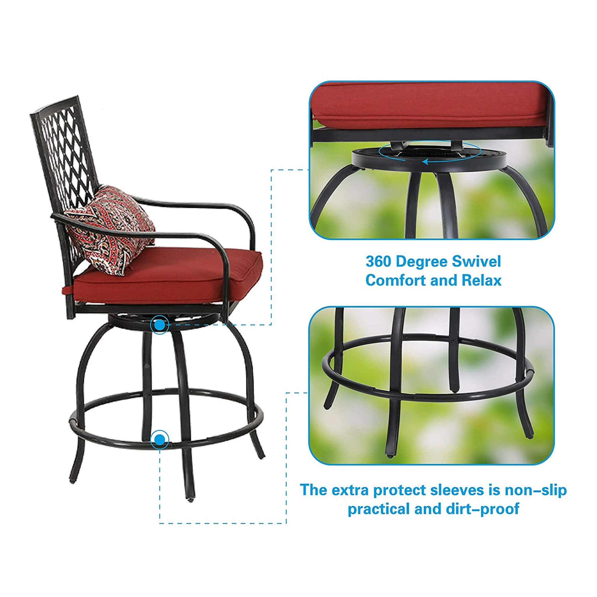 Alora Premium 6-Piece Bar Patio Furniture Set With Umbrella, Swivel Chairs, And Cushions (SAK90375) – SAKSBY WHOLESALE, view 