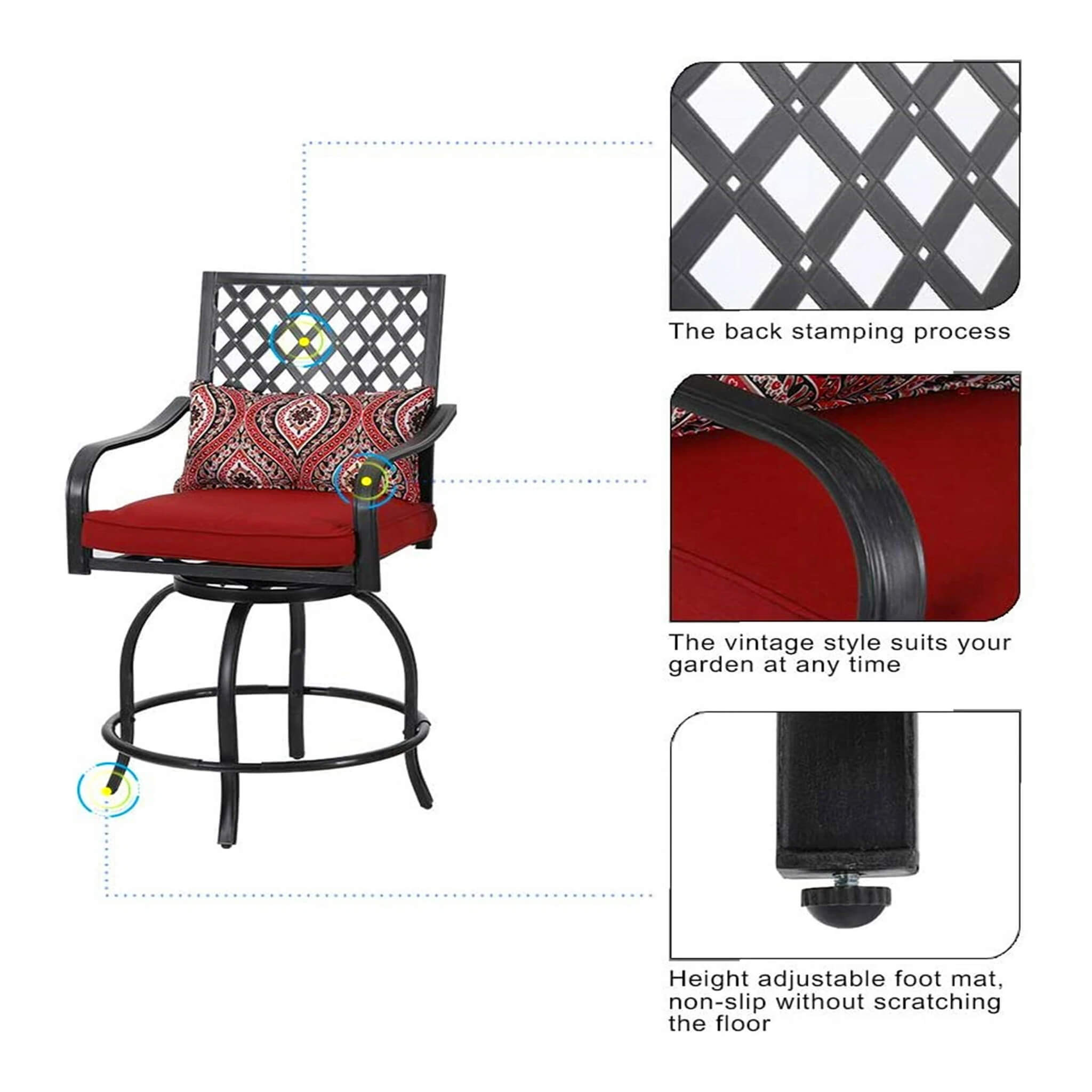 Alora Premium 6-Piece Bar Patio Furniture Set With Umbrella, Swivel Chairs, And Cushions (SAK90375) – SAKSBY WHOLESALE, view 