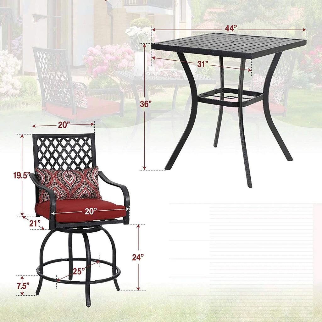 Alora Premium 6-Piece Bar Patio Furniture Set With Umbrella, Swivel Chairs, And Cushions (SAK90375) – SAKSBY WHOLESALE, view 