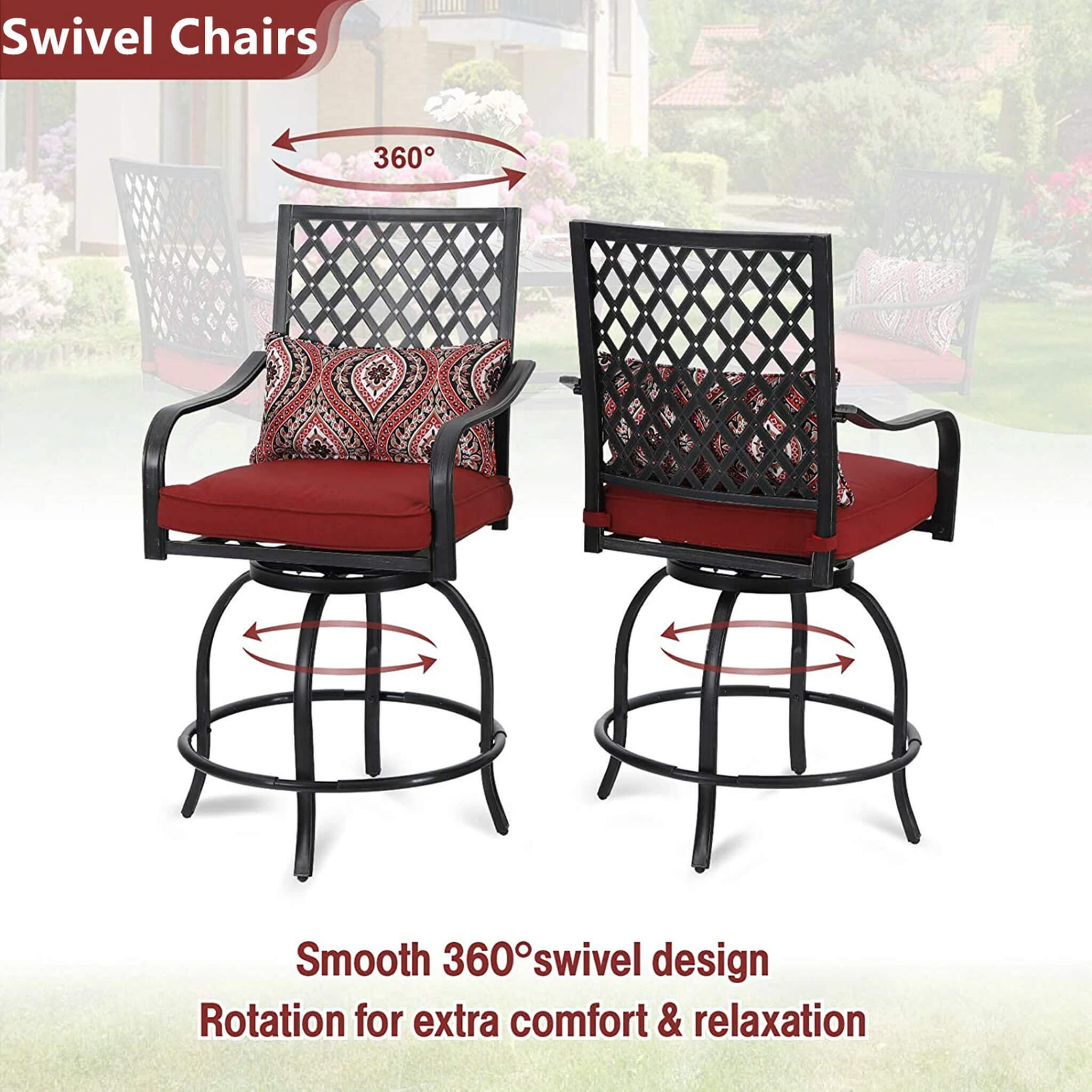 Alora Premium 6-Piece Bar Patio Furniture Set With Umbrella, Swivel Chairs, And Cushions (SAK90375) – SAKSBY WHOLESALE, view 