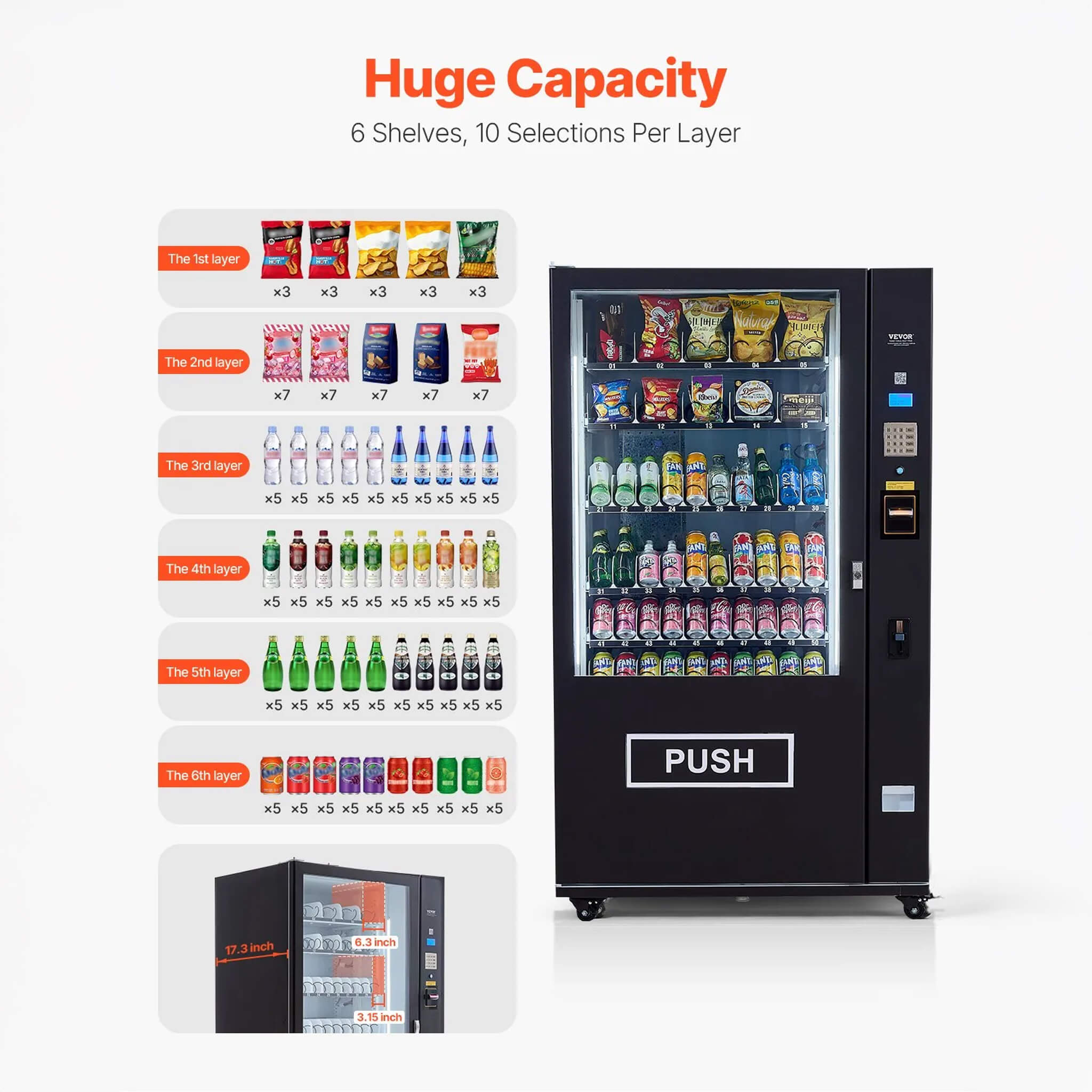 Premium 60-Slot Combo Vending Machine With ICT Bill And Coin Acceptor (SAK31842) – SAKSBY WHOLESALE, view 8
