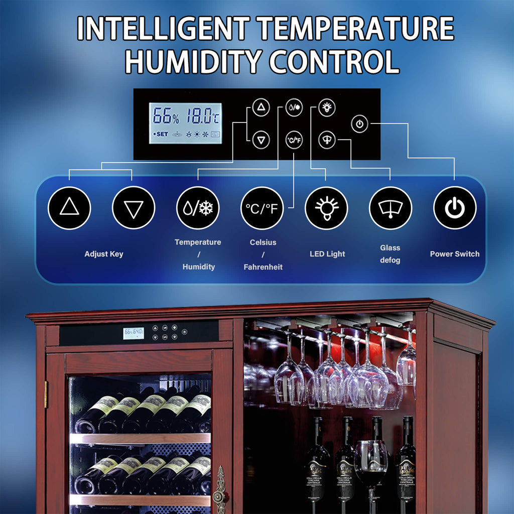 Nuvia 69-Bottle Wooden Wine Cooler Cabinet With Built-In Storage (SAK17539) – SAKSBY WHOLESALE, view 3