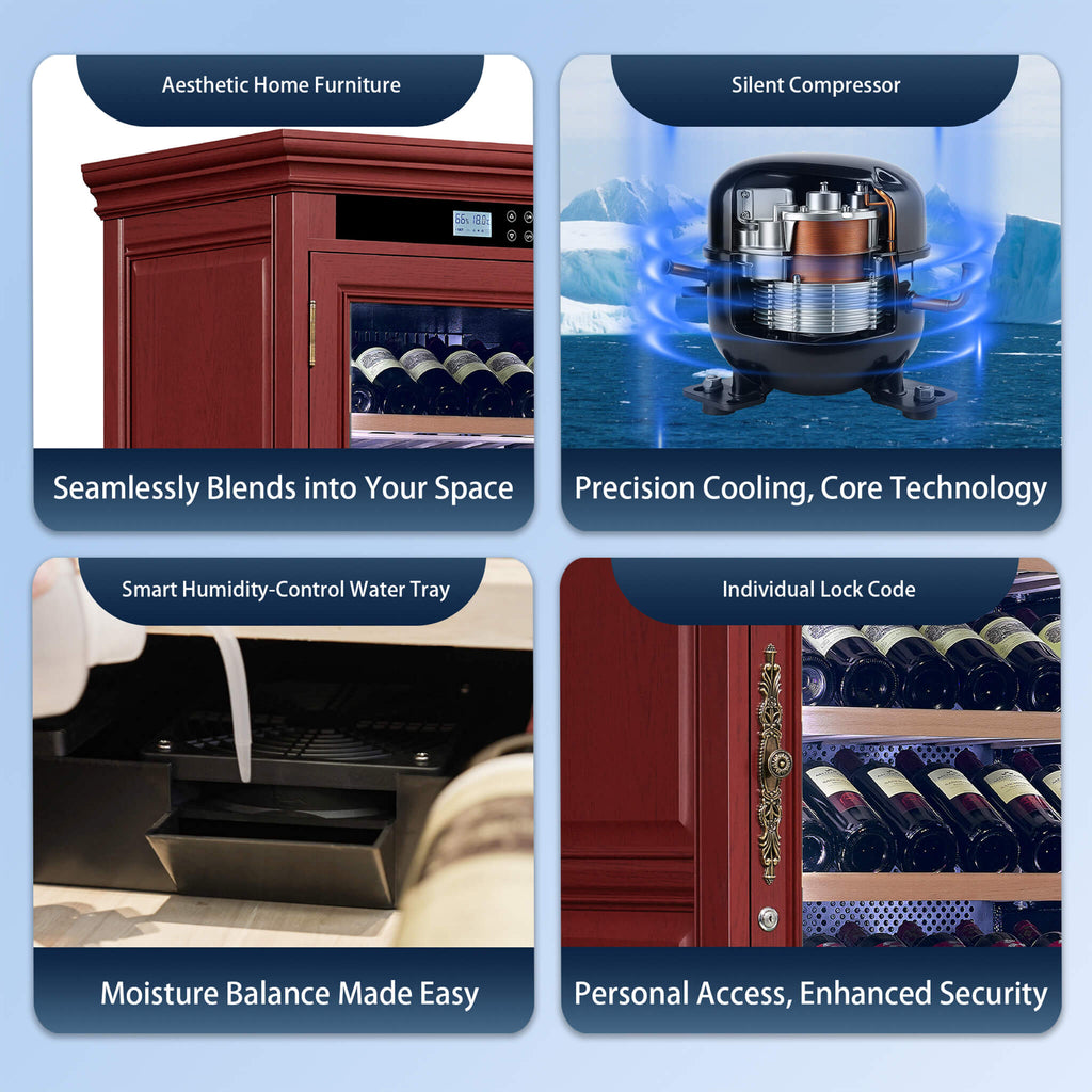 Nuvia 69-Bottle Wooden Wine Cooler Cabinet With Built-In Storage (SAK17539) – SAKSBY WHOLESALE, view 5