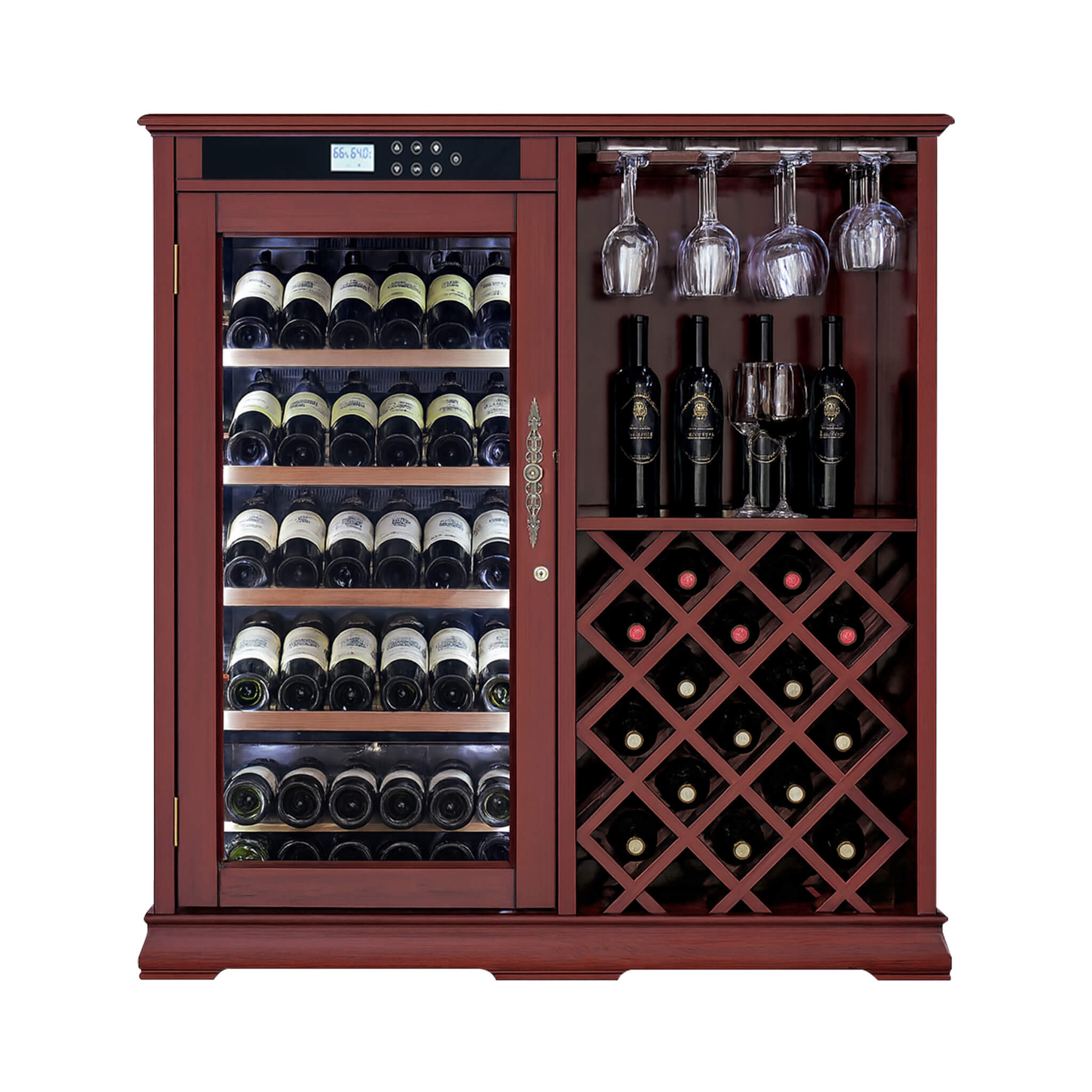 Nuvia 69-Bottle Wooden Wine Cooler Cabinet With Built-In Storage (SAK17539) – SAKSBY WHOLESALE