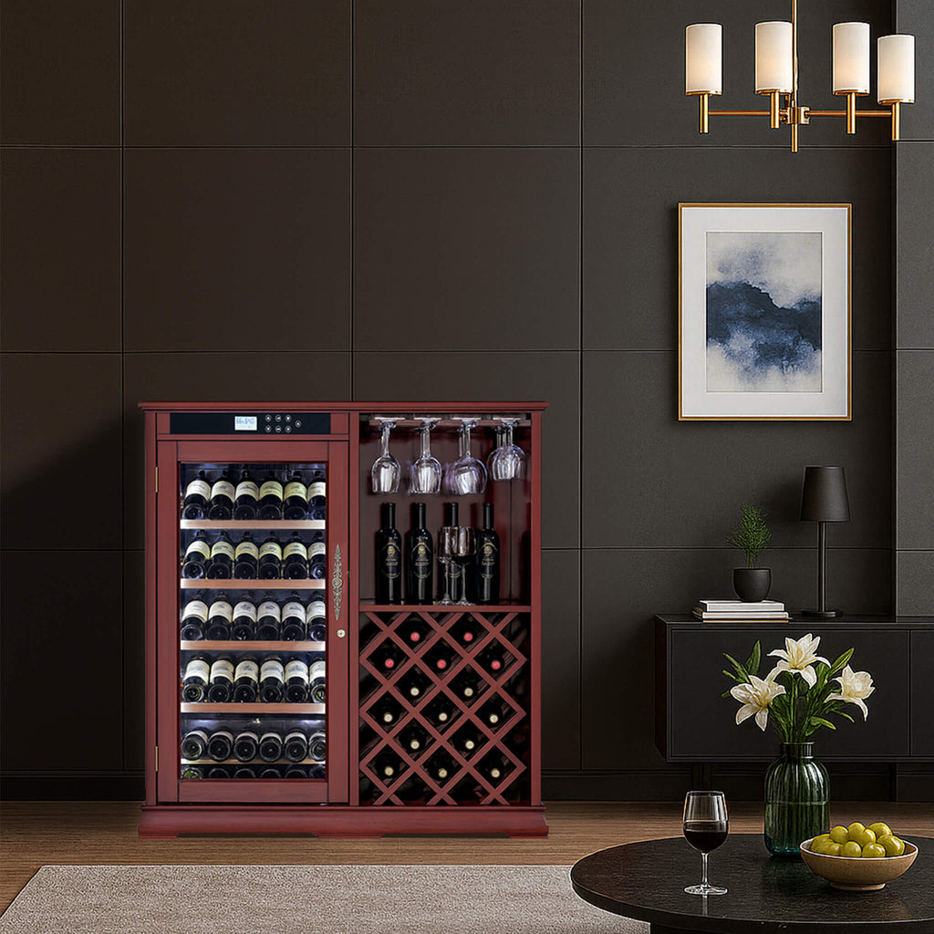 Nuvia 69-Bottle Wooden Wine Cooler Cabinet With Built-In Storage (SAK17539) – SAKSBY WHOLESALE, view 7
