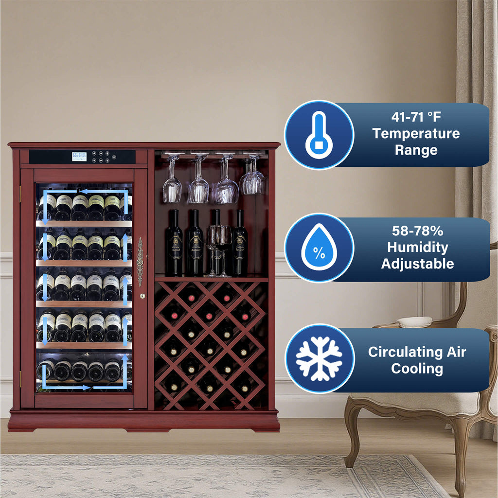 Nuvia 69-Bottle Wooden Wine Cooler Cabinet With Built-In Storage (SAK17539) – SAKSBY WHOLESALE, view 4