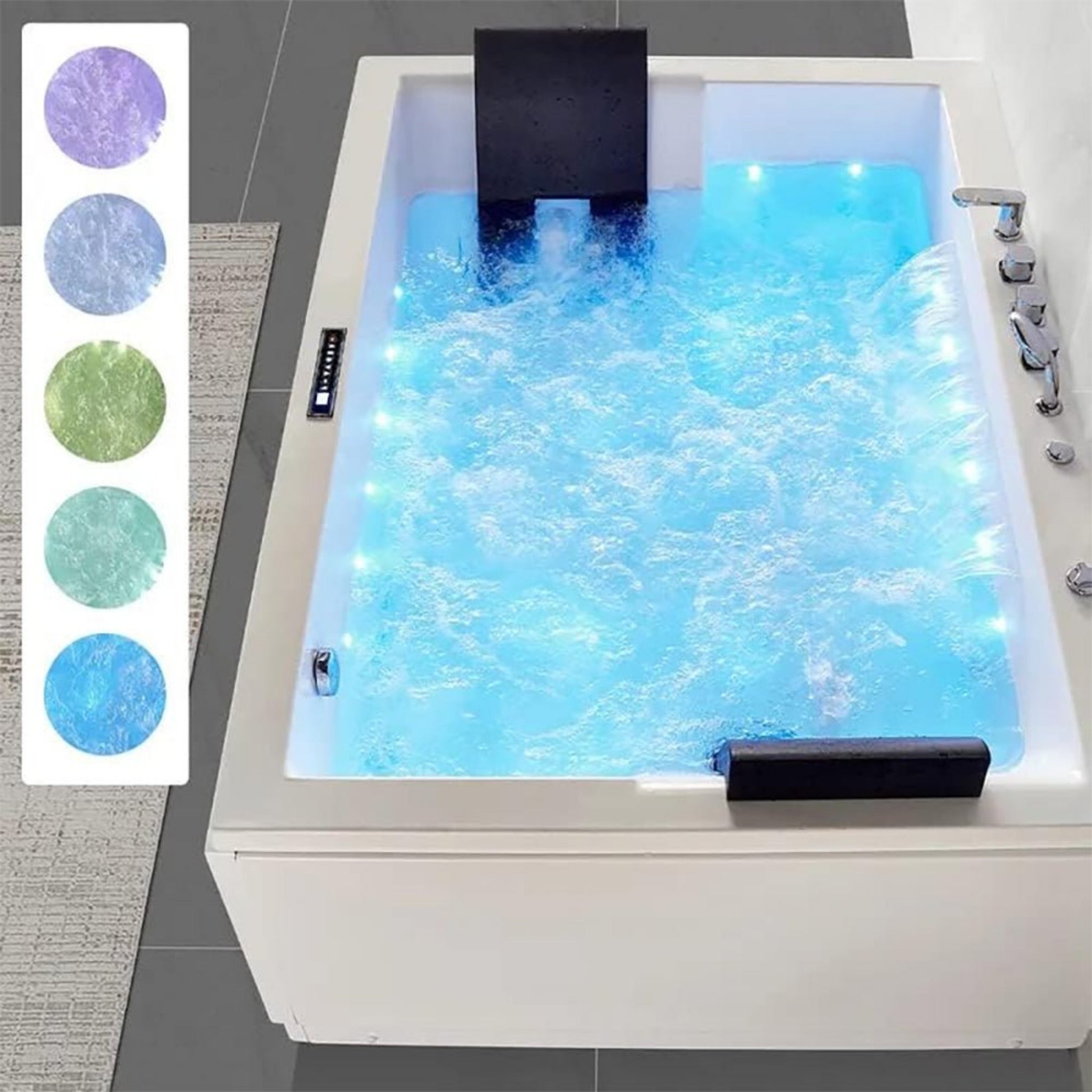 Nuvia Luxara 71-Inch Premium Modern Acrylic Soaking Bathtub With Bubble Jets And LED Lighting (SAK26415) – SAKSBY WHOLESALE, 
