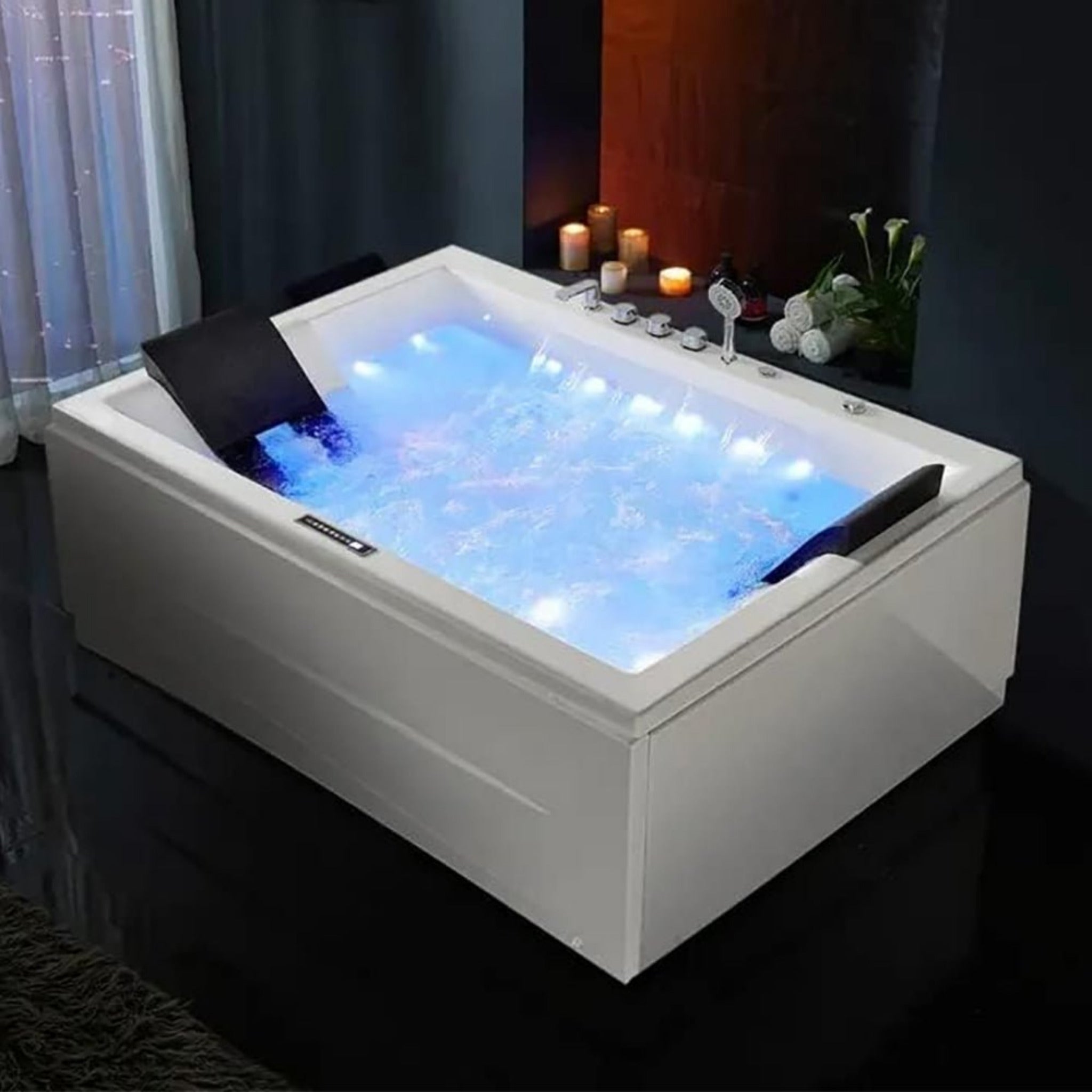 Nuvia Luxara 71-Inch Premium Modern Acrylic Soaking Bathtub With Bubble Jets And LED Lighting (SAK26415) – SAKSBY WHOLESALE