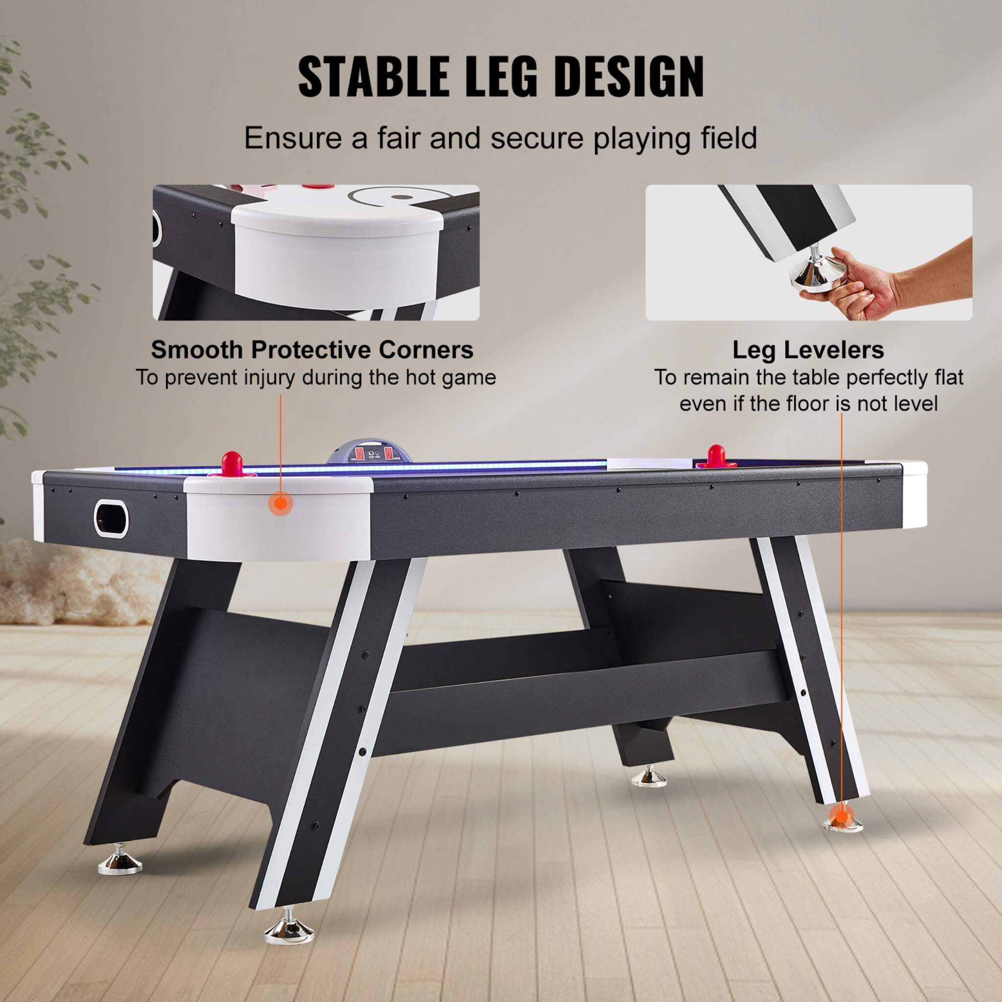 Premium 72-Inch Air Hockey Table With LED Electronic Scorer (SAK82049) – SAKSBY WHOLESALE, view 3