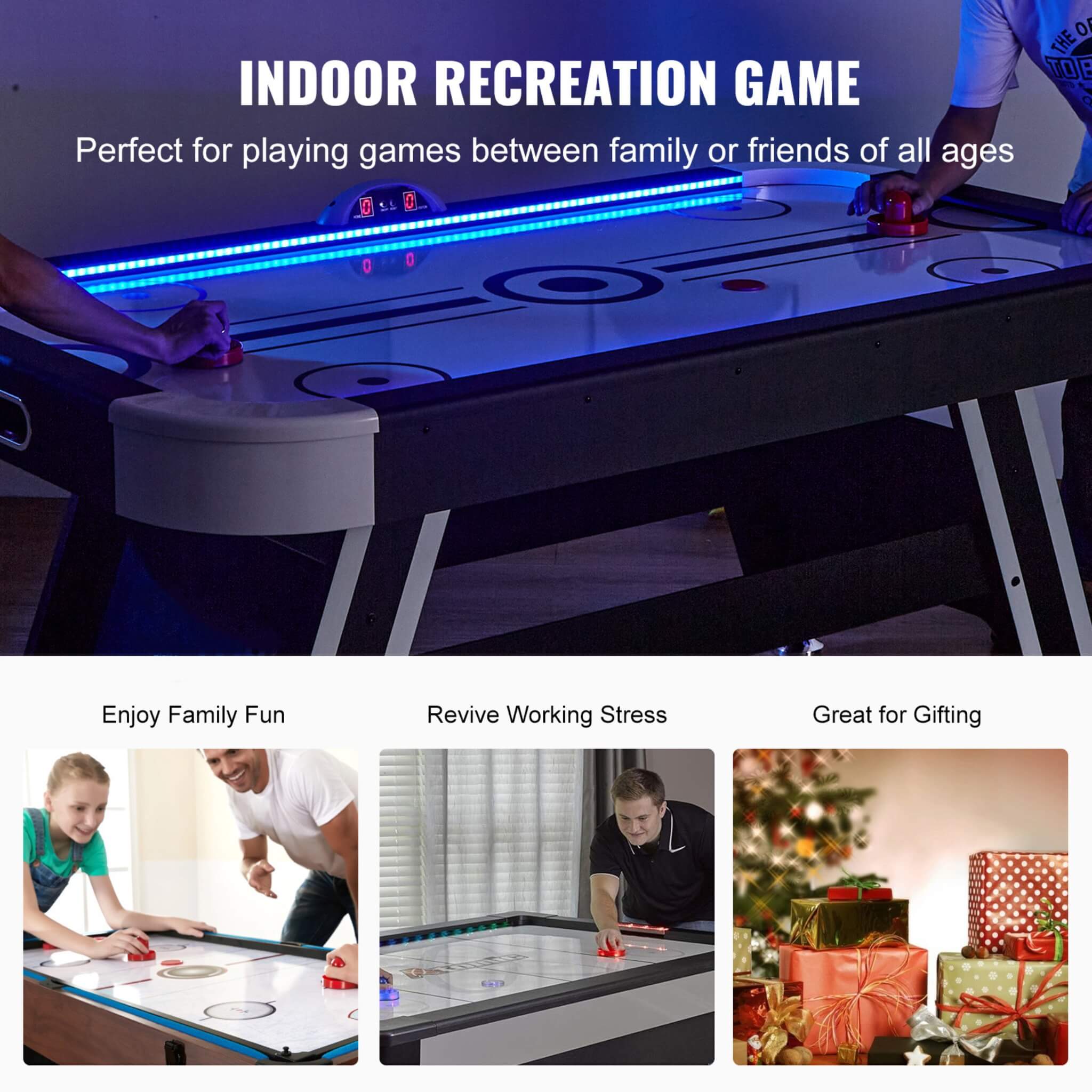 Premium 72-Inch Air Hockey Table With LED Electronic Scorer (SAK82049) – SAKSBY WHOLESALE, view 4