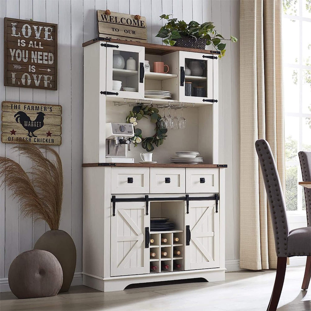 Nuvia Premium 72-Inch Home Bar Wine Cabinet W/ Sliding Barn Door (SAK12947) – SAKSBY WHOLESALE, view 3