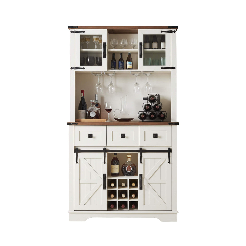 Nuvia Premium 72-Inch Home Bar Wine Cabinet W/ Sliding Barn Door (SAK12947) – SAKSBY WHOLESALE