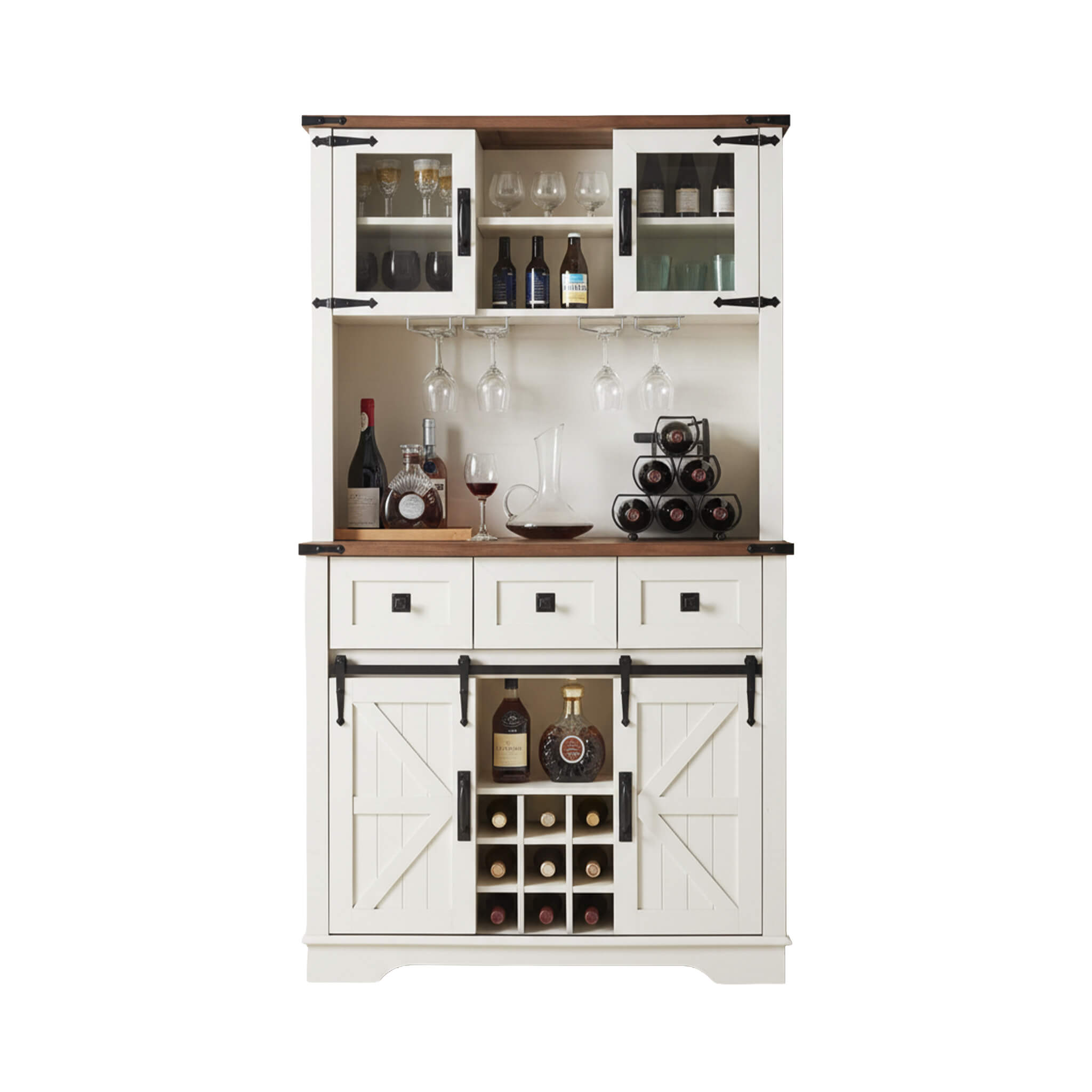 Nuvia Premium 72-Inch Home Bar Wine Cabinet W/ Sliding Barn Door (SAK12947) – SAKSBY WHOLESALE