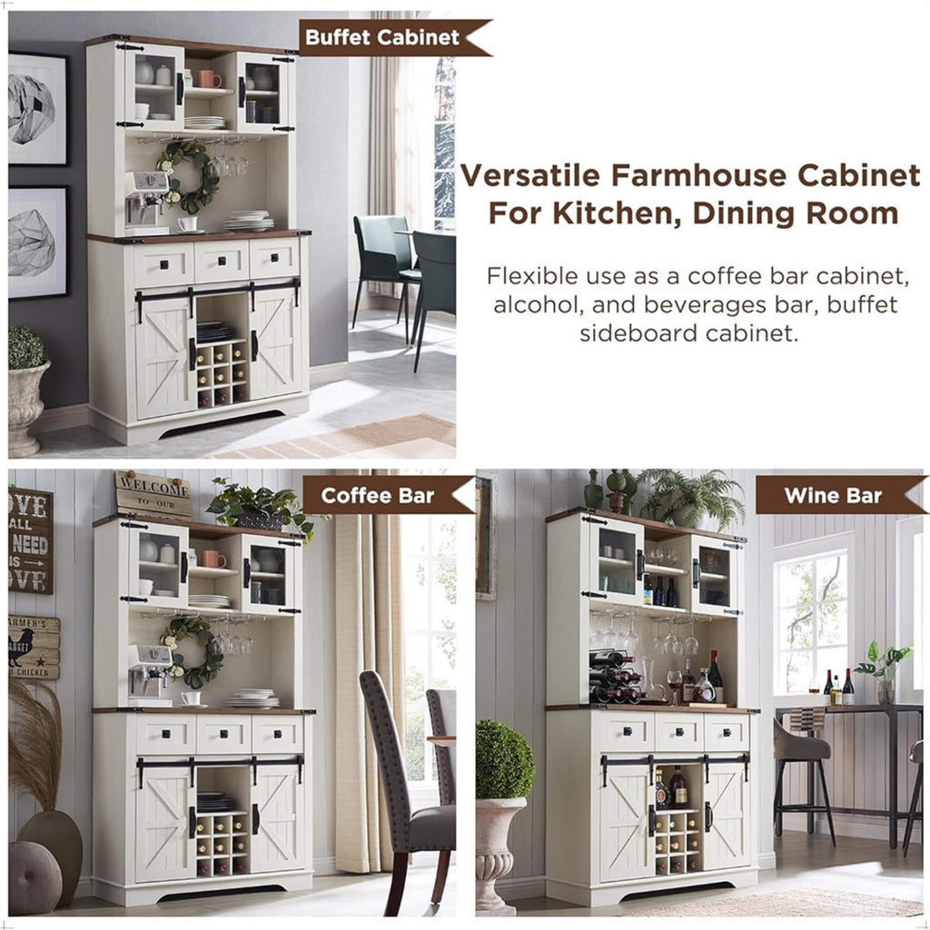 Nuvia Premium 72-Inch Home Bar Wine Cabinet W/ Sliding Barn Door (SAK12947) – SAKSBY WHOLESALE, view 4