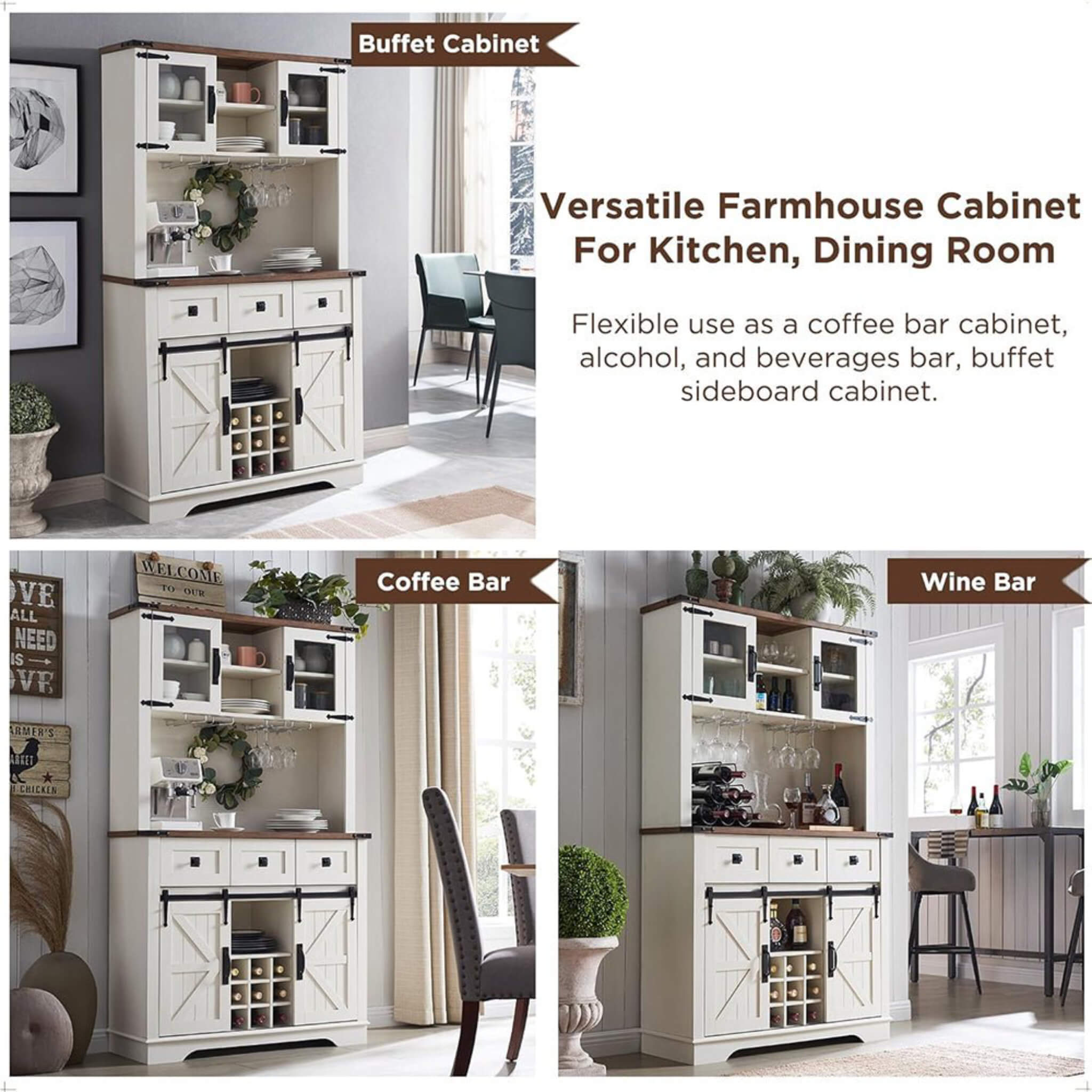 Nuvia Premium 72-Inch Home Bar Wine Cabinet W/ Sliding Barn Door (SAK12947) – SAKSBY WHOLESALE, view 4