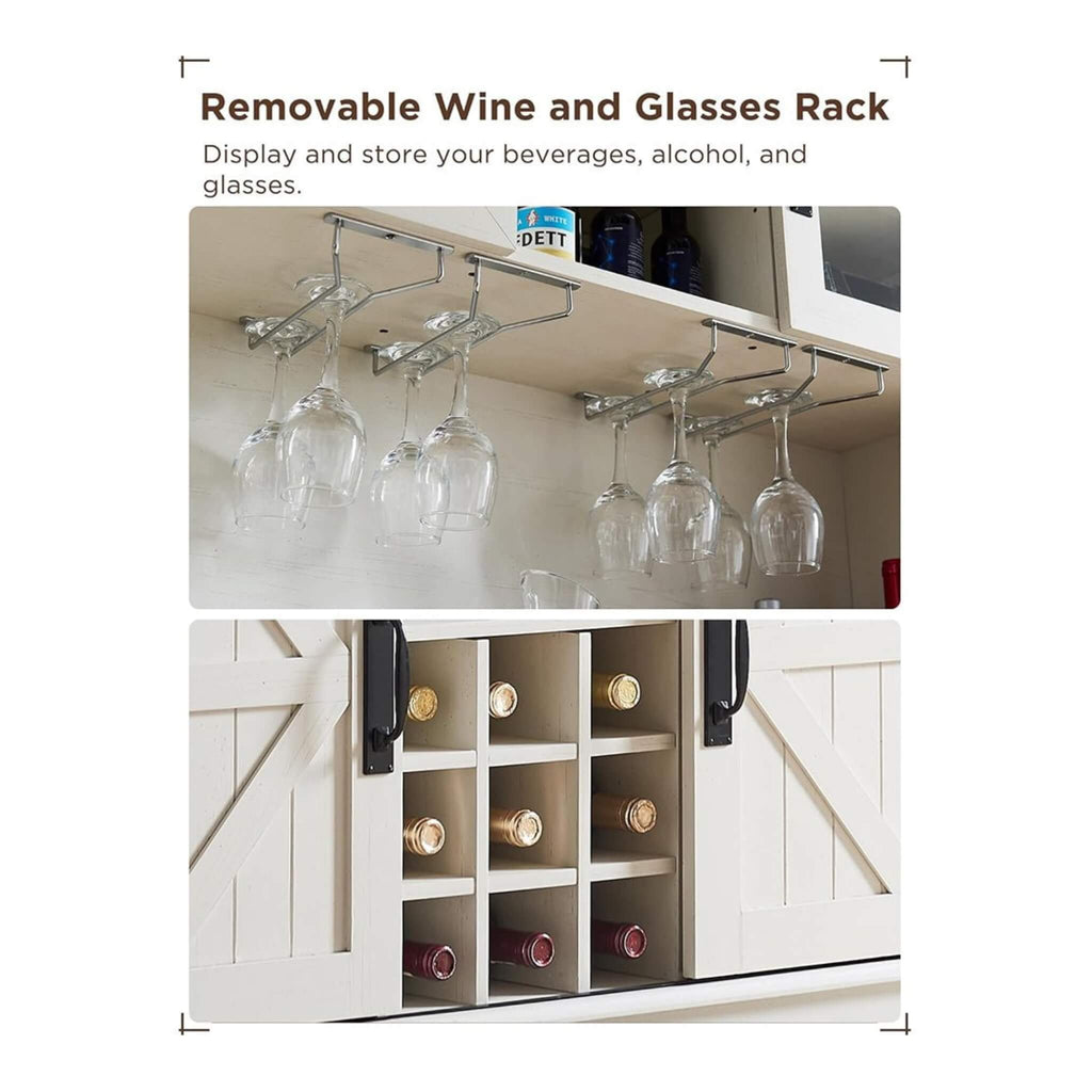 Nuvia Premium 72-Inch Home Bar Wine Cabinet W/ Sliding Barn Door (SAK12947) – SAKSBY WHOLESALE, view 9