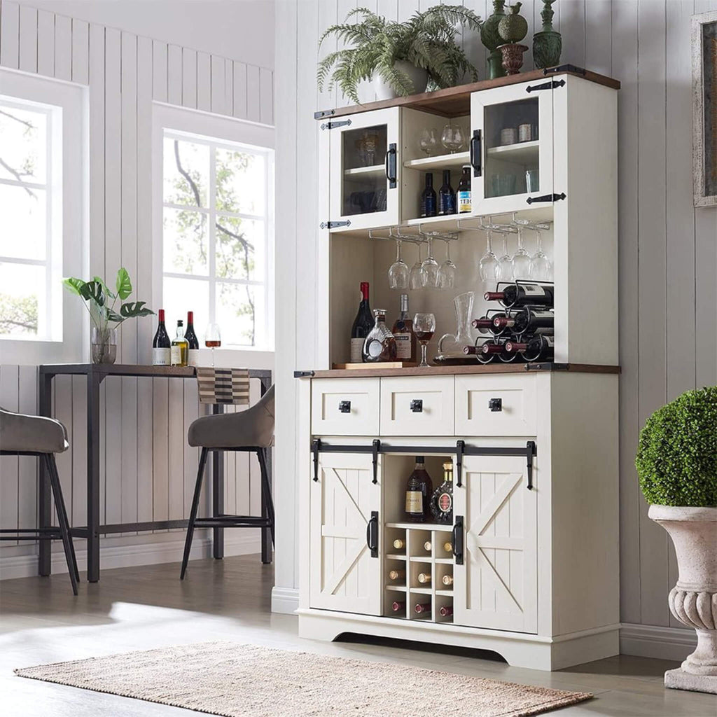 Nuvia Premium 72-Inch Home Bar Wine Cabinet W/ Sliding Barn Door (SAK12947) – SAKSBY WHOLESALE, view 8