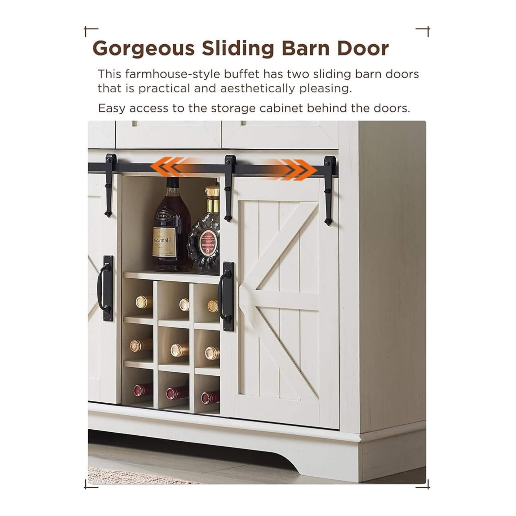 Nuvia Premium 72-Inch Home Bar Wine Cabinet W/ Sliding Barn Door (SAK12947) – SAKSBY WHOLESALE, view 7