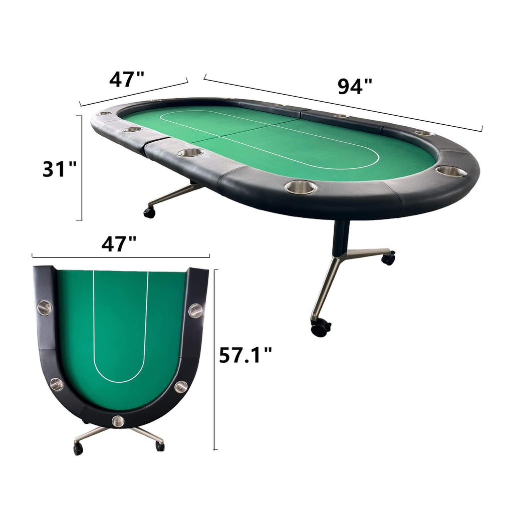 Premium 94-Inch Foldable 10-Player Poker Table With Wheels (SAK43087) – SAKSBY WHOLESALE, view 10