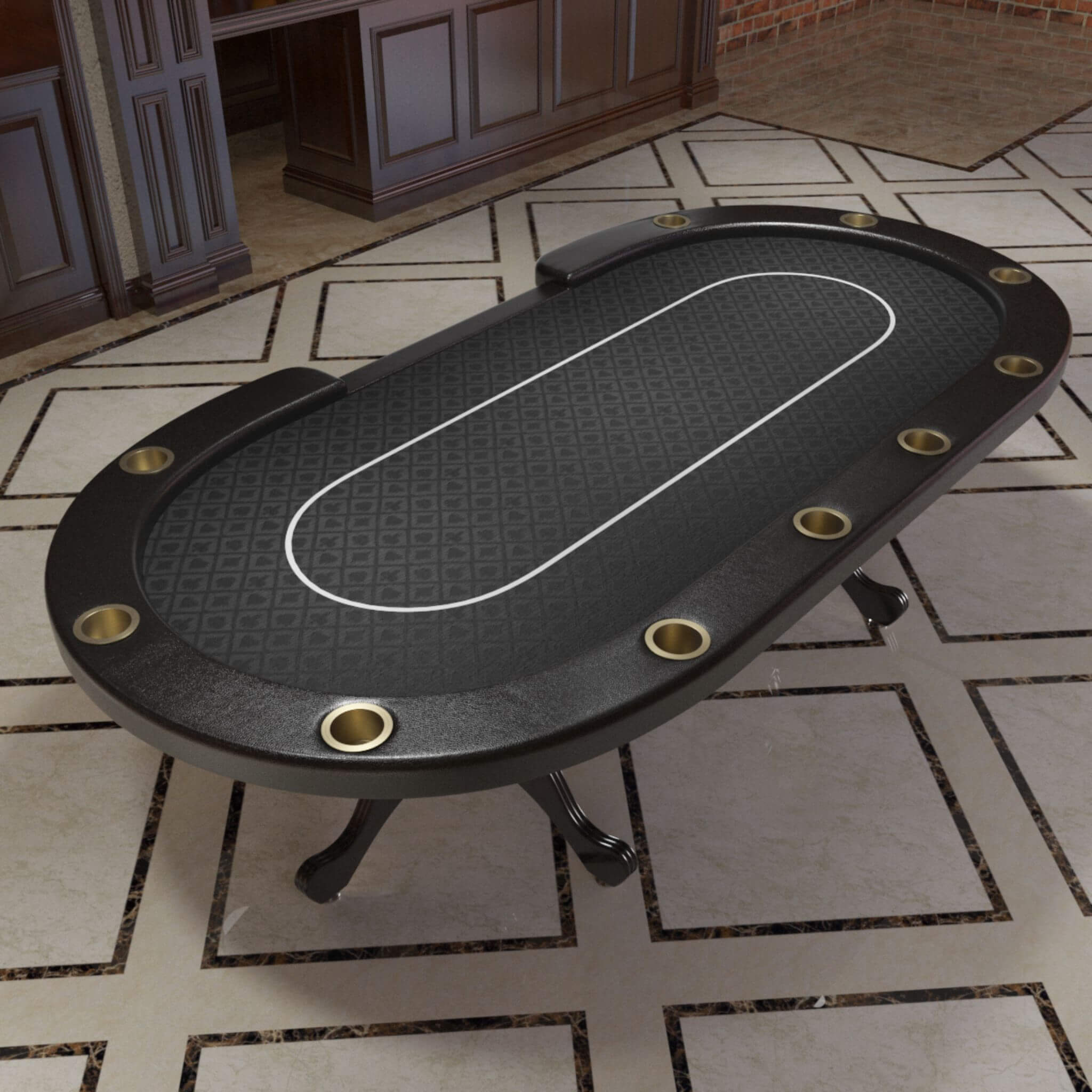 Premium 96-Inch 10-Player Oval Poker Table With Cup Holders (SAK51874) – SAKSBY WHOLESALE, view 7