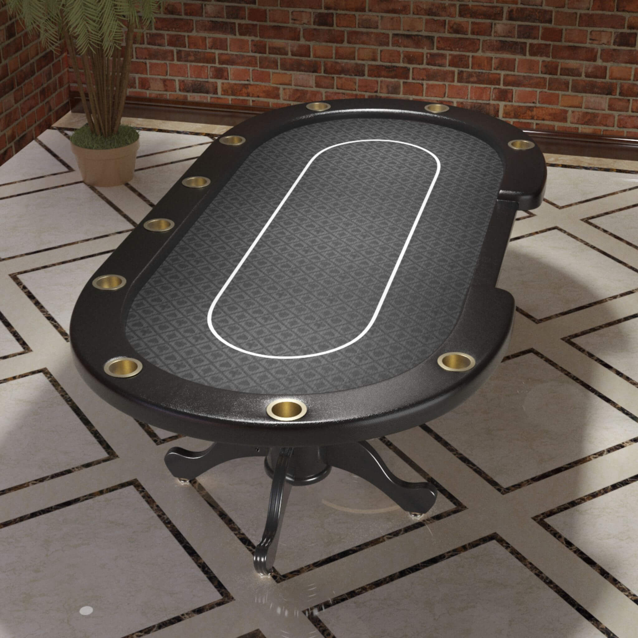 Premium 96-Inch 10-Player Oval Poker Table With Cup Holders (SAK51874) – SAKSBY WHOLESALE, view 10