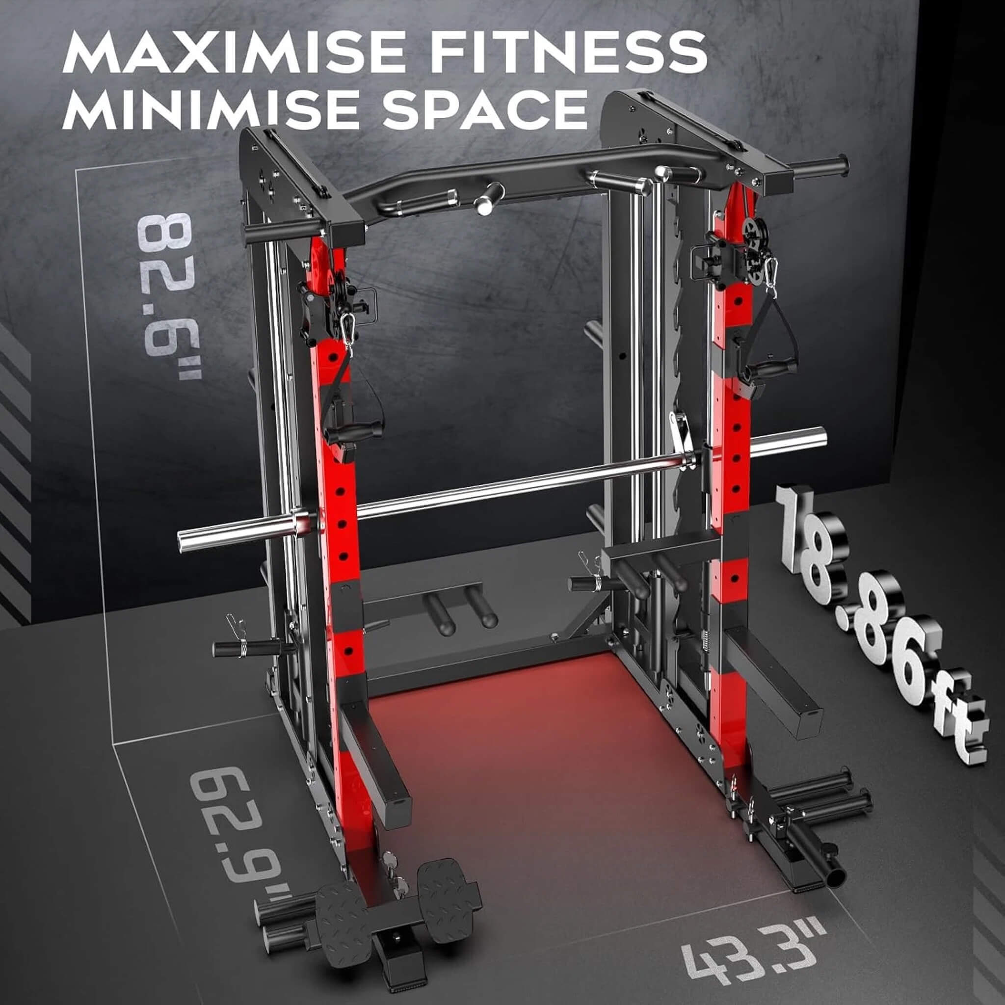 Rovix Premium 2000LBS All-In-One Squat Rack Power Cage With Smith Machine (SAK59213) – SAKSBY WHOLESALE, view 7