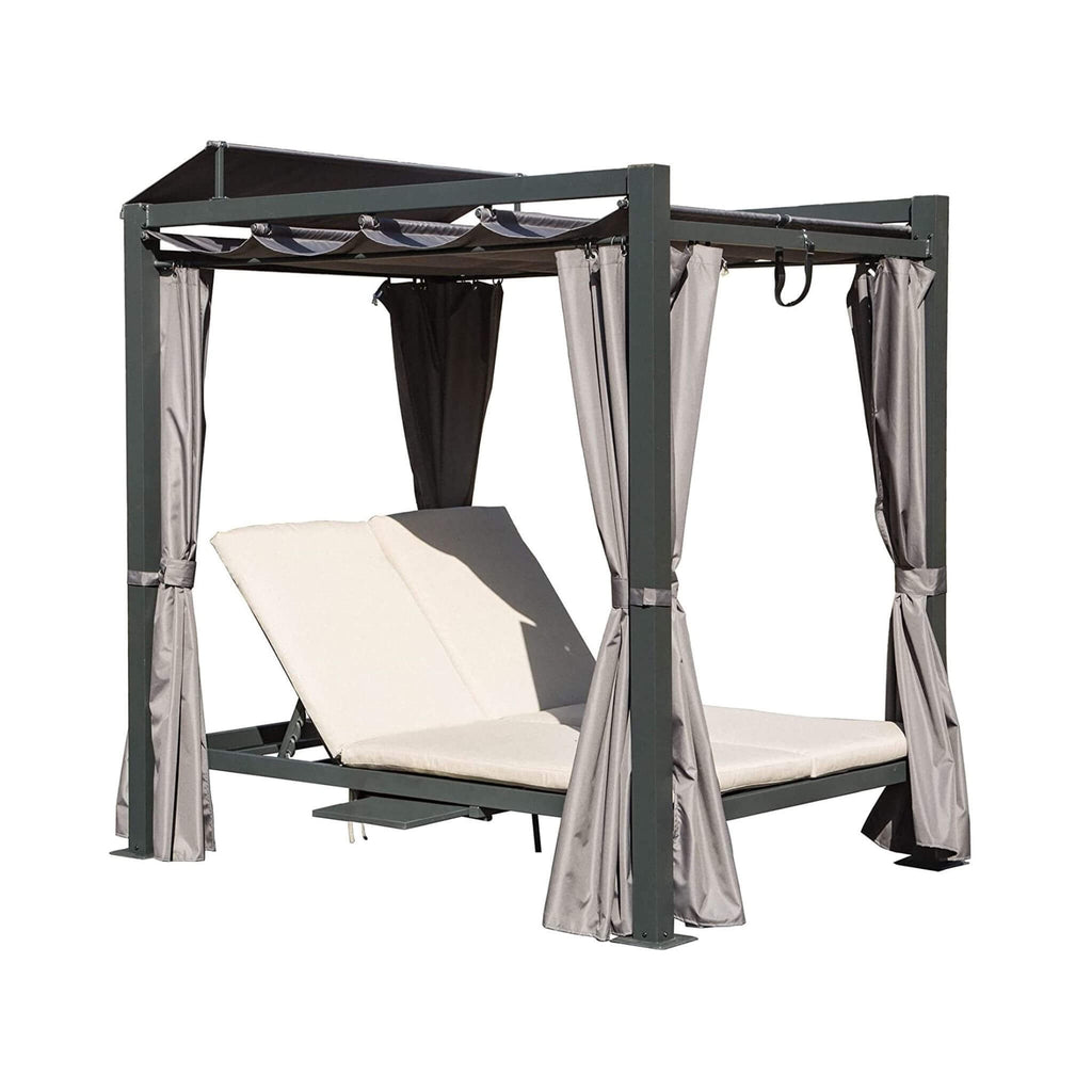 Alora Premium Aluminum Outdoor Patio Daybed With Retractable Canopy And Double Chaise Lounge (SAK17682) – SAKSBY WHOLESALE
