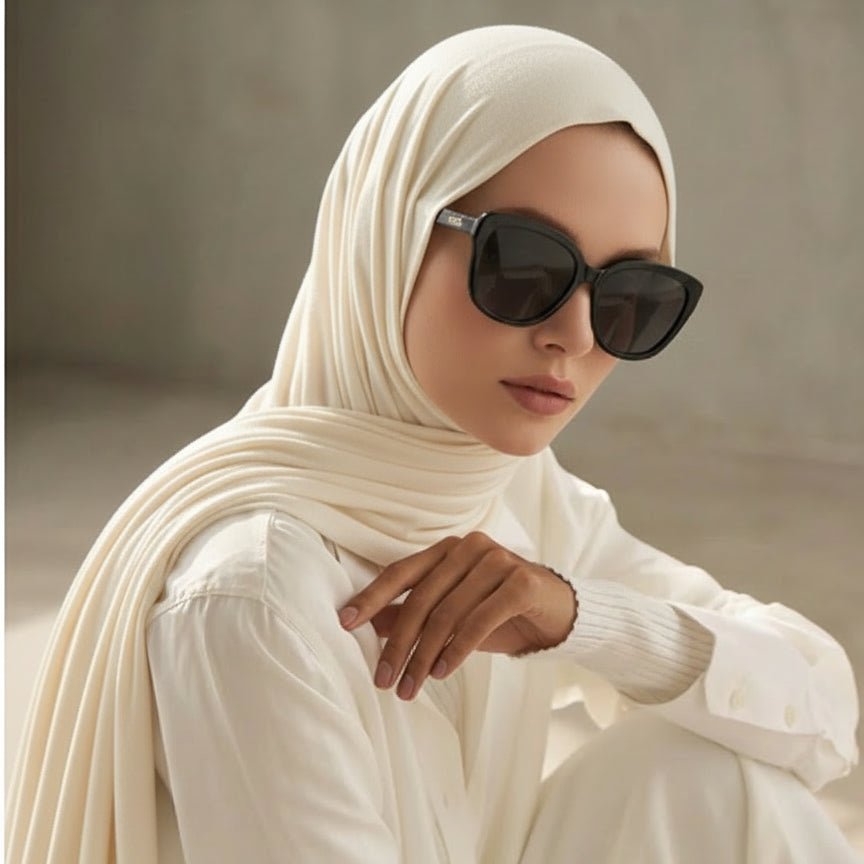 Mariam's Collection Premium Bamboo Jersey Hijab |  Natural Bamboo Hijab (MH195) — product on model