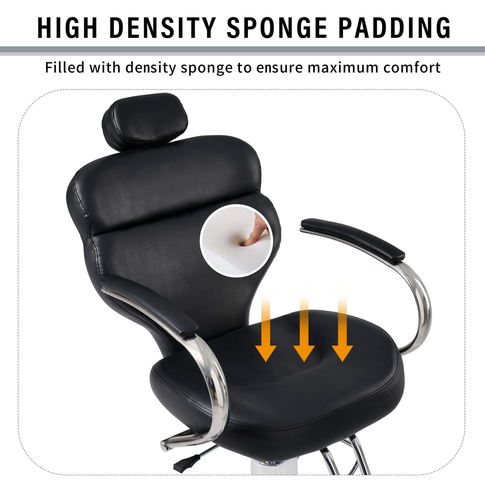 Premium Black PU Leather Reclining Barber Chair With Hydraulic Pump (SAK53892) – SAKSBY WHOLESALE, view 7