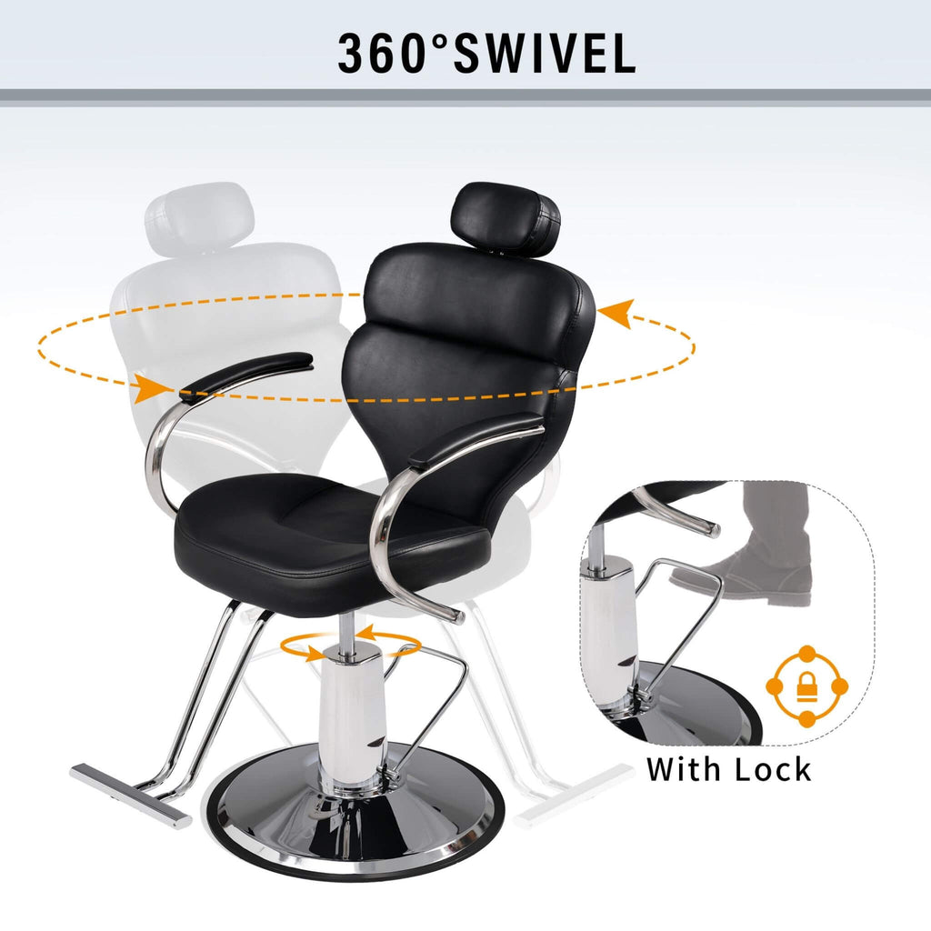 Premium Black PU Leather Reclining Barber Chair With Hydraulic Pump (SAK53892) – SAKSBY WHOLESALE, view 8