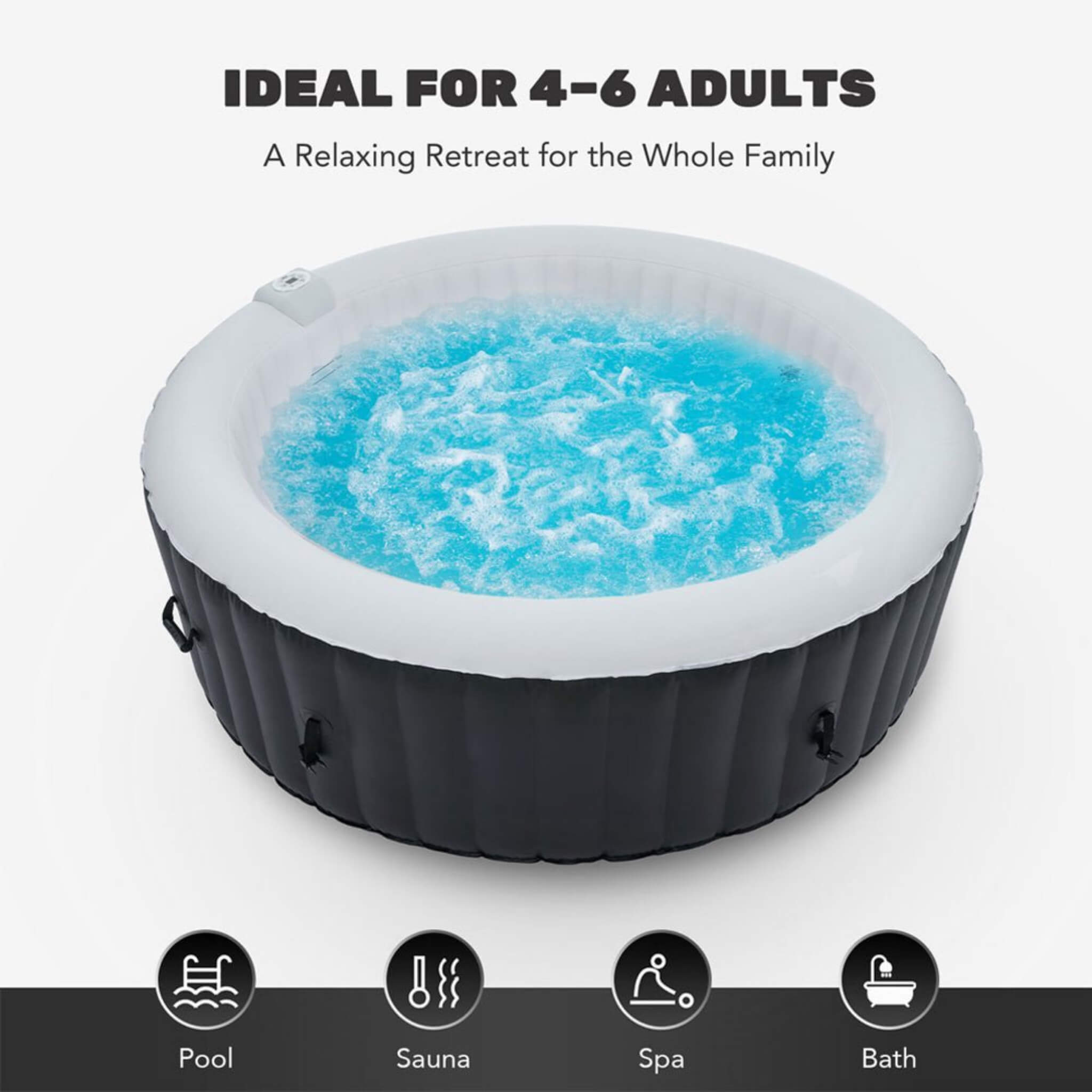 Premium 7FT Blow Up 6-Person Sauna Pool Hot Tub With 130 Jets (SAK63510) – SAKSBY WHOLESALE, view 8