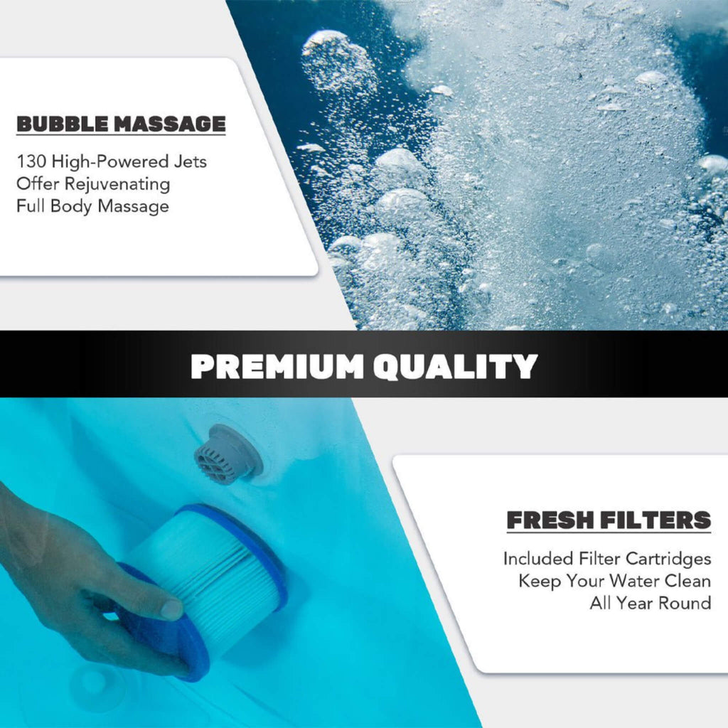 Premium 7FT Blow Up 6-Person Sauna Pool Hot Tub With 130 Jets (SAK63510) – SAKSBY WHOLESALE, view 6