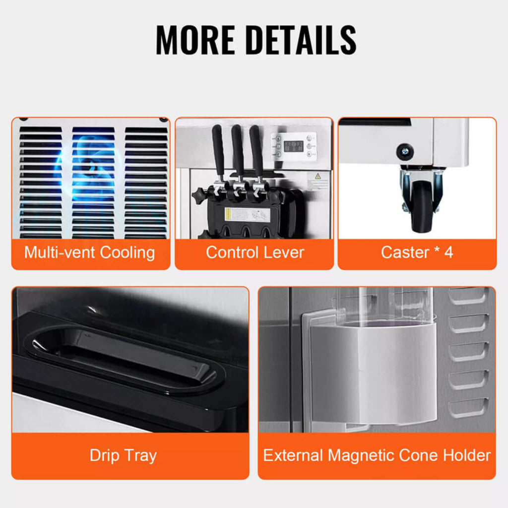 Commercial 21-31 L/H 3-Flavor Freestanding Soft Serve Ice Cream Machine Maker (SAK21874) – SAKSBY WHOLESALE, view 5