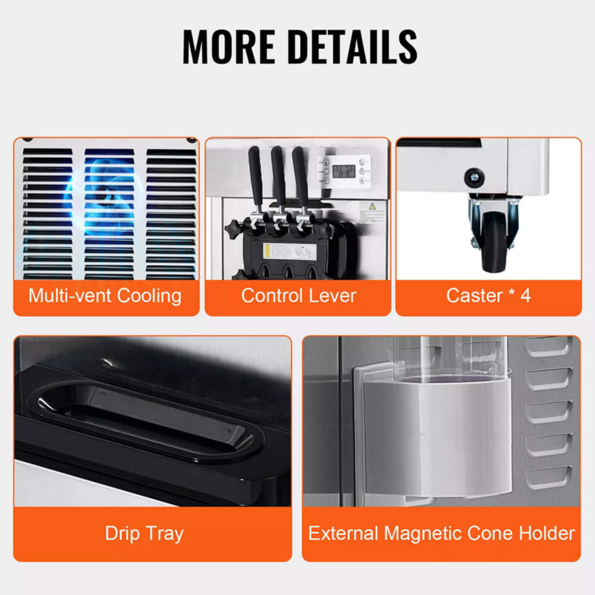 Commercial 21-31 L/H 3-Flavor Freestanding Soft Serve Ice Cream Machine Maker (SAK21874) – SAKSBY WHOLESALE, view 5
