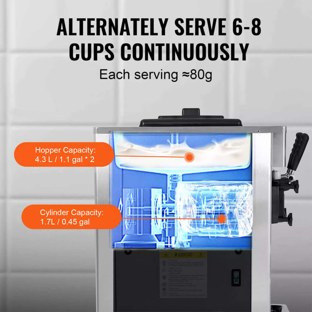 Commercial 21-31 L/H 3-Flavor Freestanding Soft Serve Ice Cream Machine Maker (SAK21874) – SAKSBY WHOLESALE, view 8