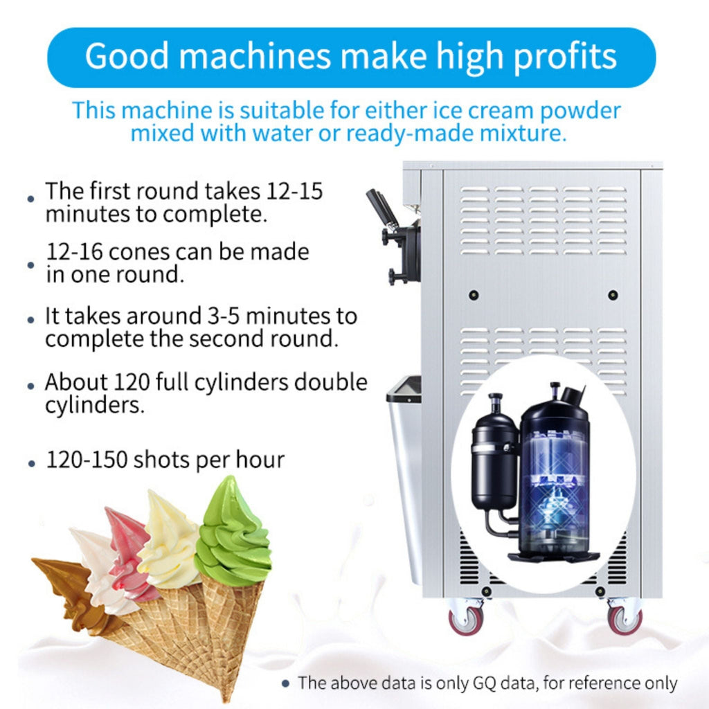Commercial 25-30L/H Vertical 2000W 3-Flavor Soft Ice Cream Machine With Dual 6L Hoppers (SAK93406) – SAKSBY WHOLESALE, view 8