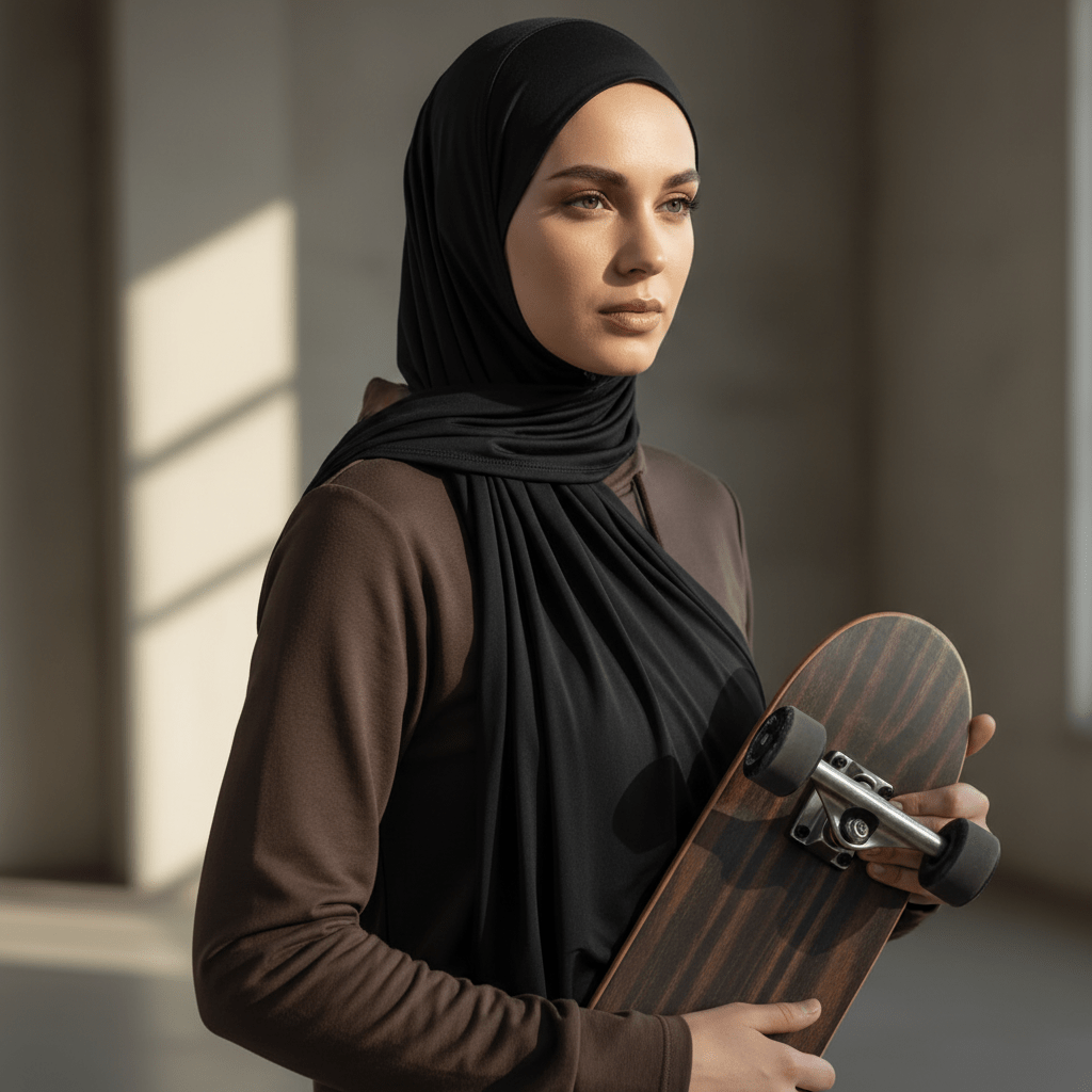 Mariam's Collection Premium Cooling Non-Slip Hijab |  Breathable Sports Hijab (MH196) — Mariam's Collection branding close-up