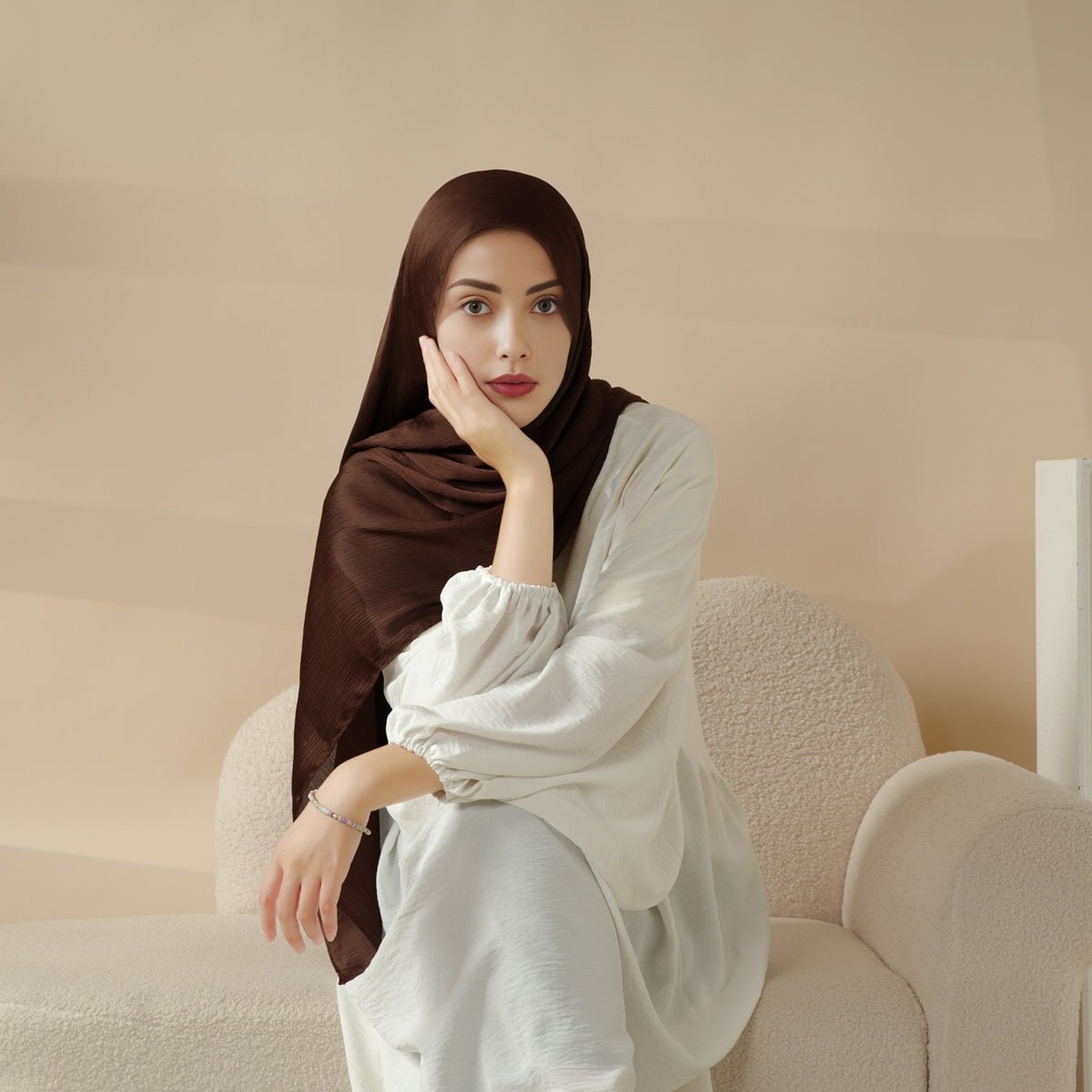 Mariam's Collection Mariam's Collection Premium Crinkled Satin Scarf (MH006) — main product shot