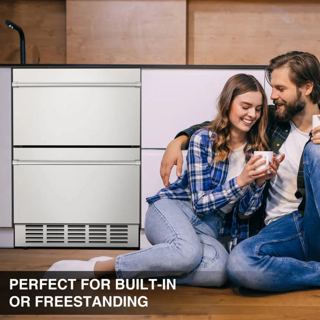 Premium 5.3 Cu.Ft Double Drawer Stainless Steel Built-In Wine Beverage Undercounter Refrigerator (SAK92576) – SAKSBY WHOLESAL