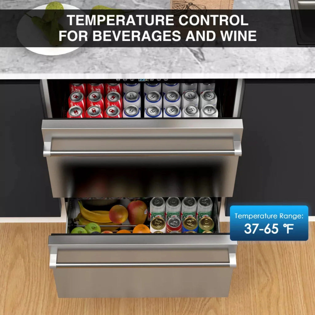Premium 5.3 Cu.Ft Double Drawer Stainless Steel Built-In Wine Beverage Undercounter Refrigerator (SAK92576) – SAKSBY WHOLESAL
