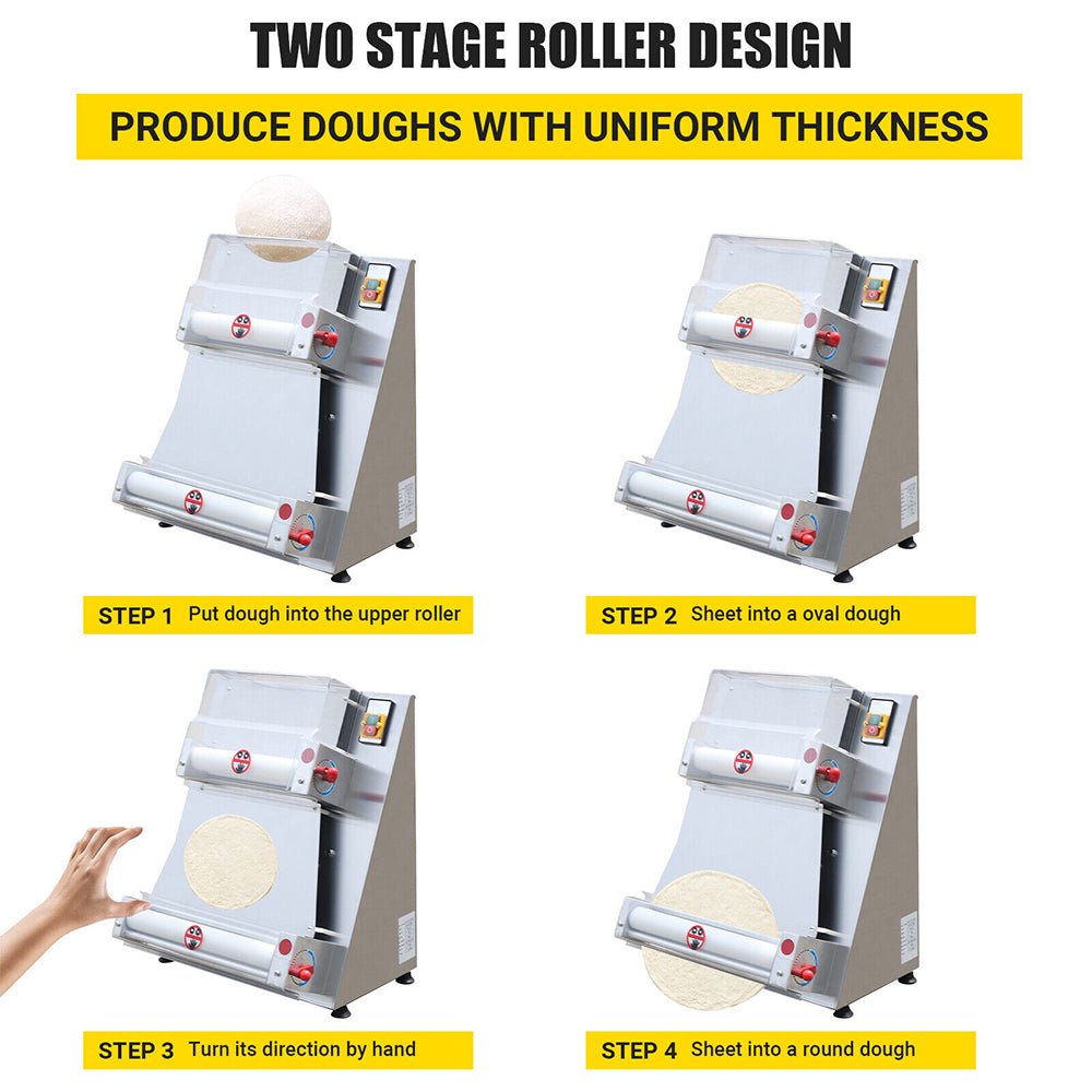 Premium Electric Commercial Pizza Dough Roller Pastry Sheeter Press Machine, 16-Inch (SAK83627) – SAKSBY WHOLESALE, view 4