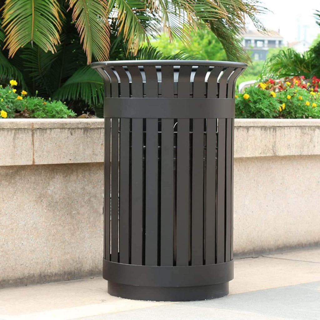 Premium Heavy-Duty Extra Large Outdoor Commercial Metal Slat Garbage Trash Can (SAK48591) – SAKSBY WHOLESALE, view 4