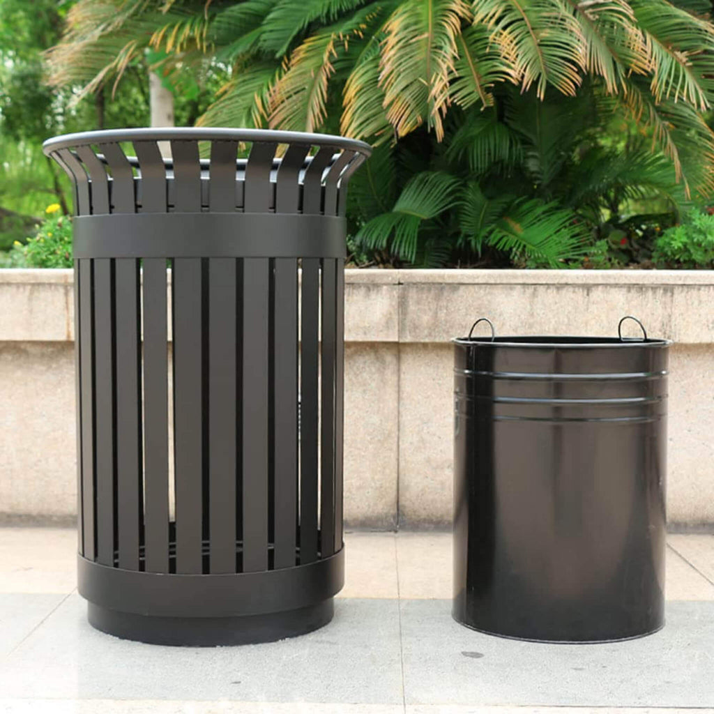 Premium Heavy-Duty Extra Large Outdoor Commercial Metal Slat Garbage Trash Can (SAK48591) – SAKSBY WHOLESALE, view 7
