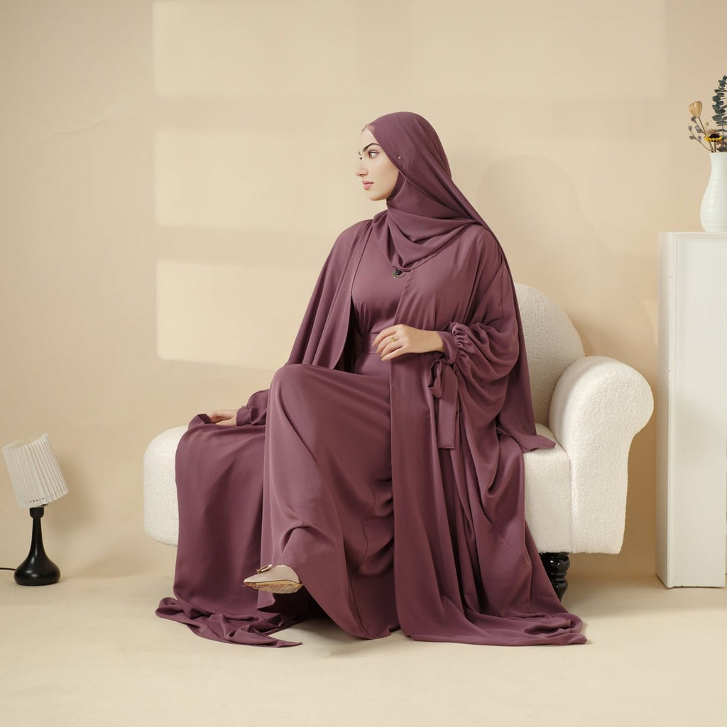 Mariam's Collection 5-Piece Set Farasha Abaya, Premium Farasha Textured Open Abaya (MOA095) — main product shot