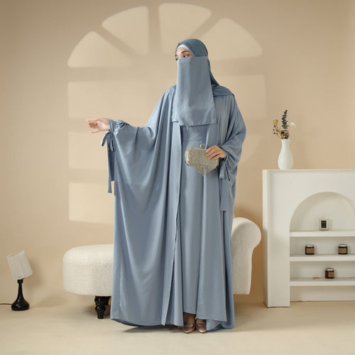 5-Piece Set Farasha Abaya, Premium Farasha Textured Open Abaya (MOA095)