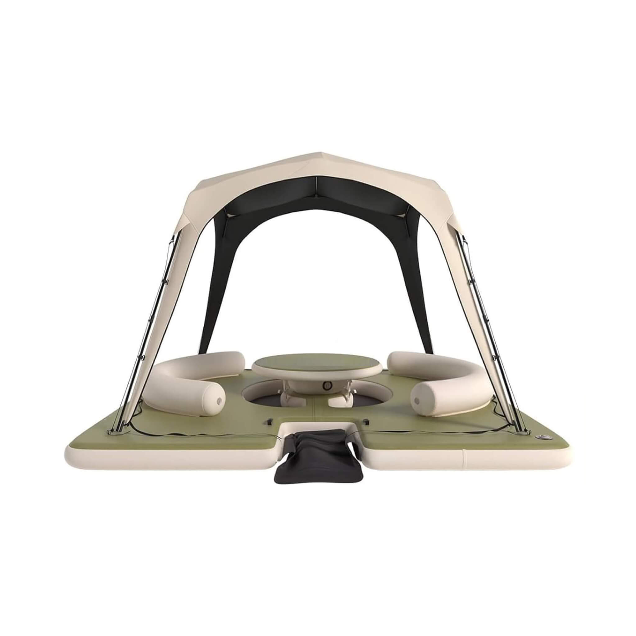 [11X11FT] Premium Floating Dock Lounge With With Ladder, Double Seats, Table, And Canopy (SAK49273) – SAKSBY WHOLESALE, view 