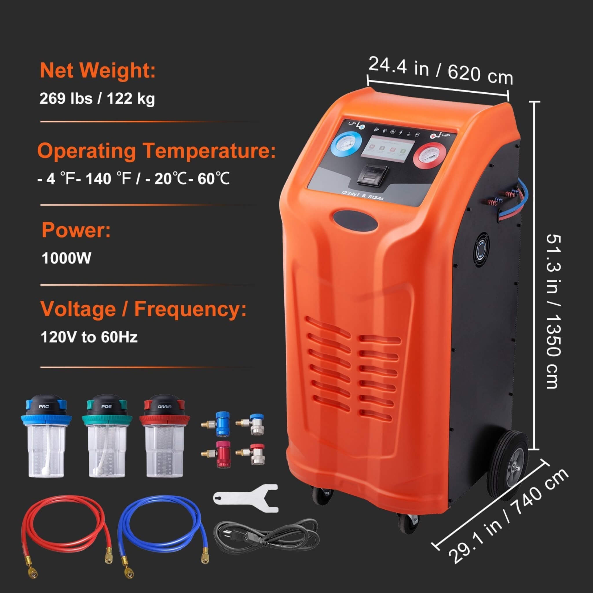 Premium Fully Automatic Dual Cylinder AC Refrigerant Recovery Machine Kit (SAK49605) – SAKSBY WHOLESALE, view 11