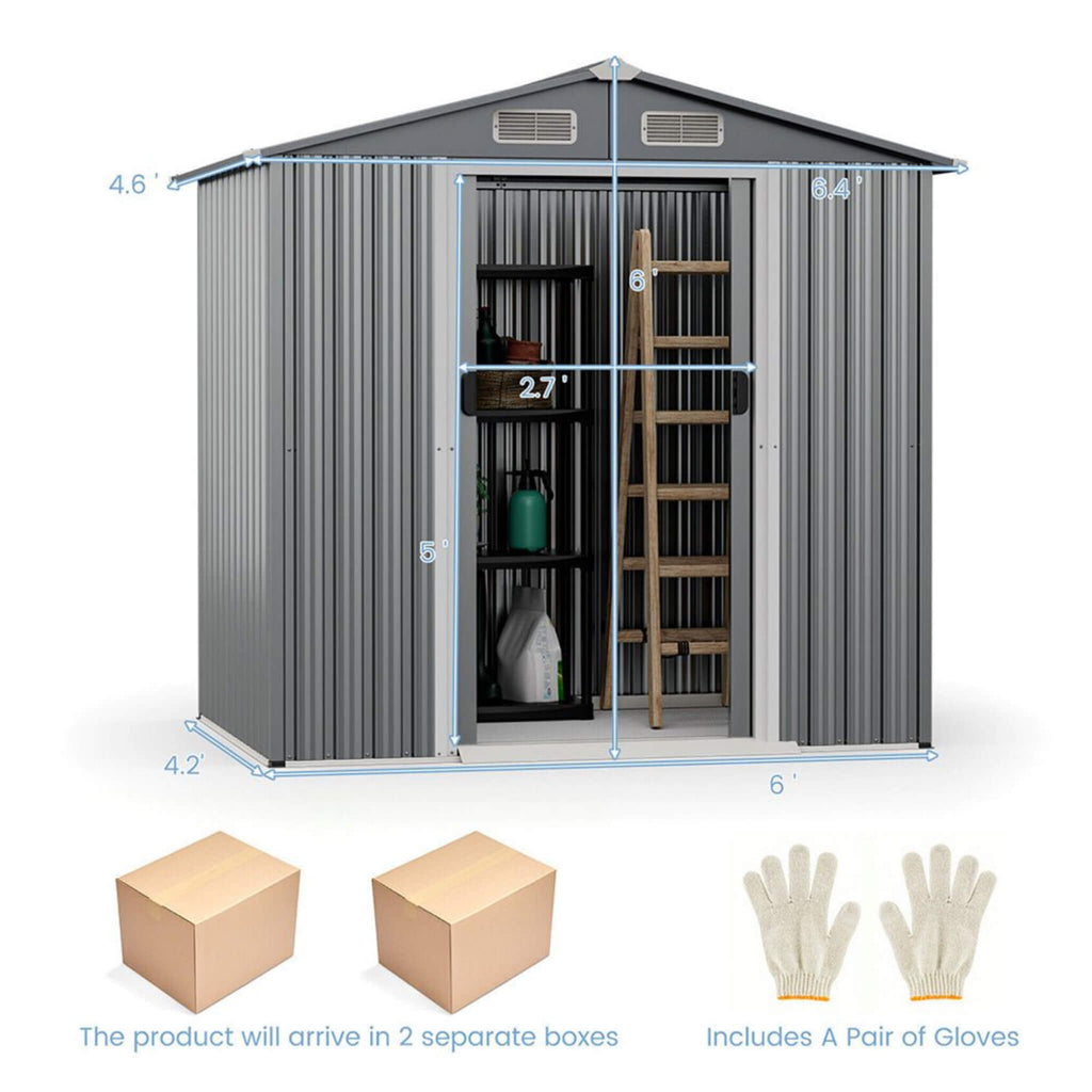 [04X06FT] Alora Premium Garden Galvanized Steel Storage Shed W/ Lockable Sliding Doors (SAK75842) – SAKSBY WHOLESALE, view 8
