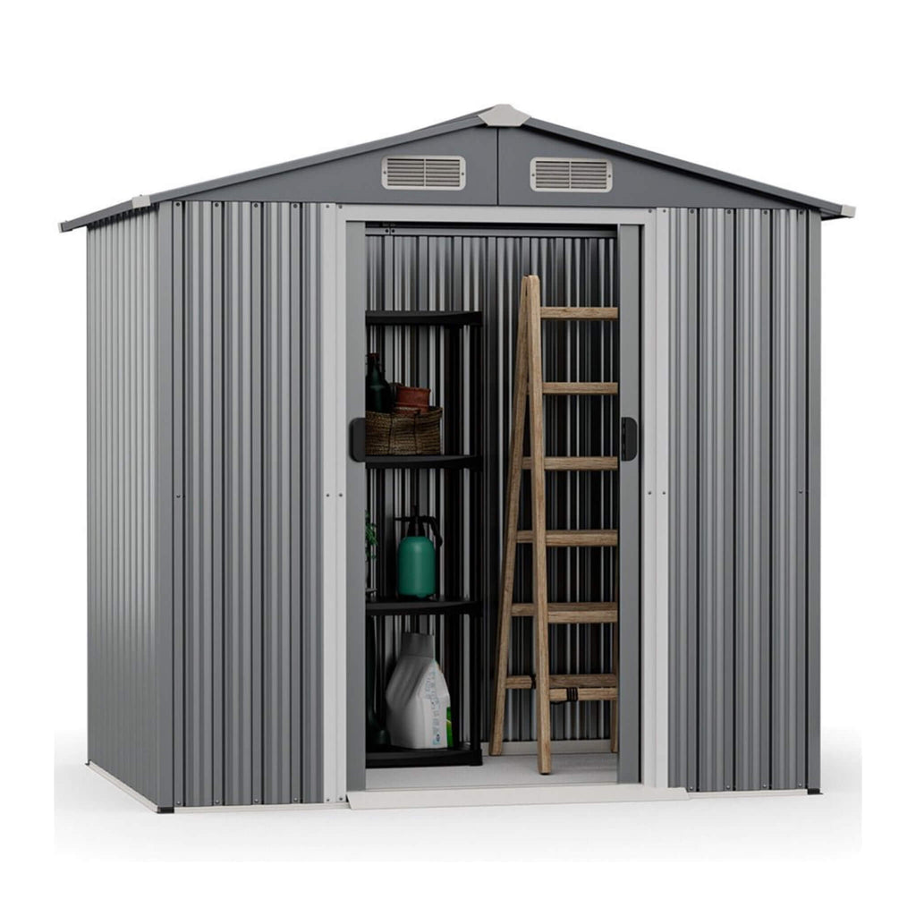 [04X06FT] Alora Premium Garden Galvanized Steel Storage Shed W/ Lockable Sliding Doors (SAK75842) – SAKSBY WHOLESALE, view 10