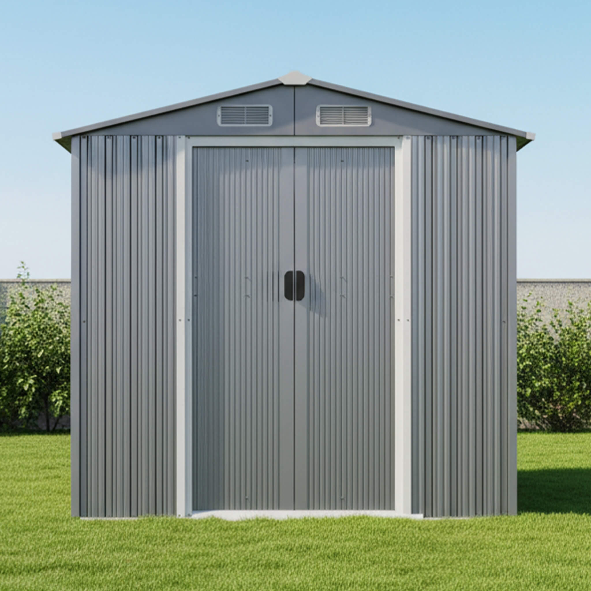 [04X06FT] Alora Premium Garden Galvanized Steel Storage Shed W/ Lockable Sliding Doors (SAK75842) – SAKSBY WHOLESALE